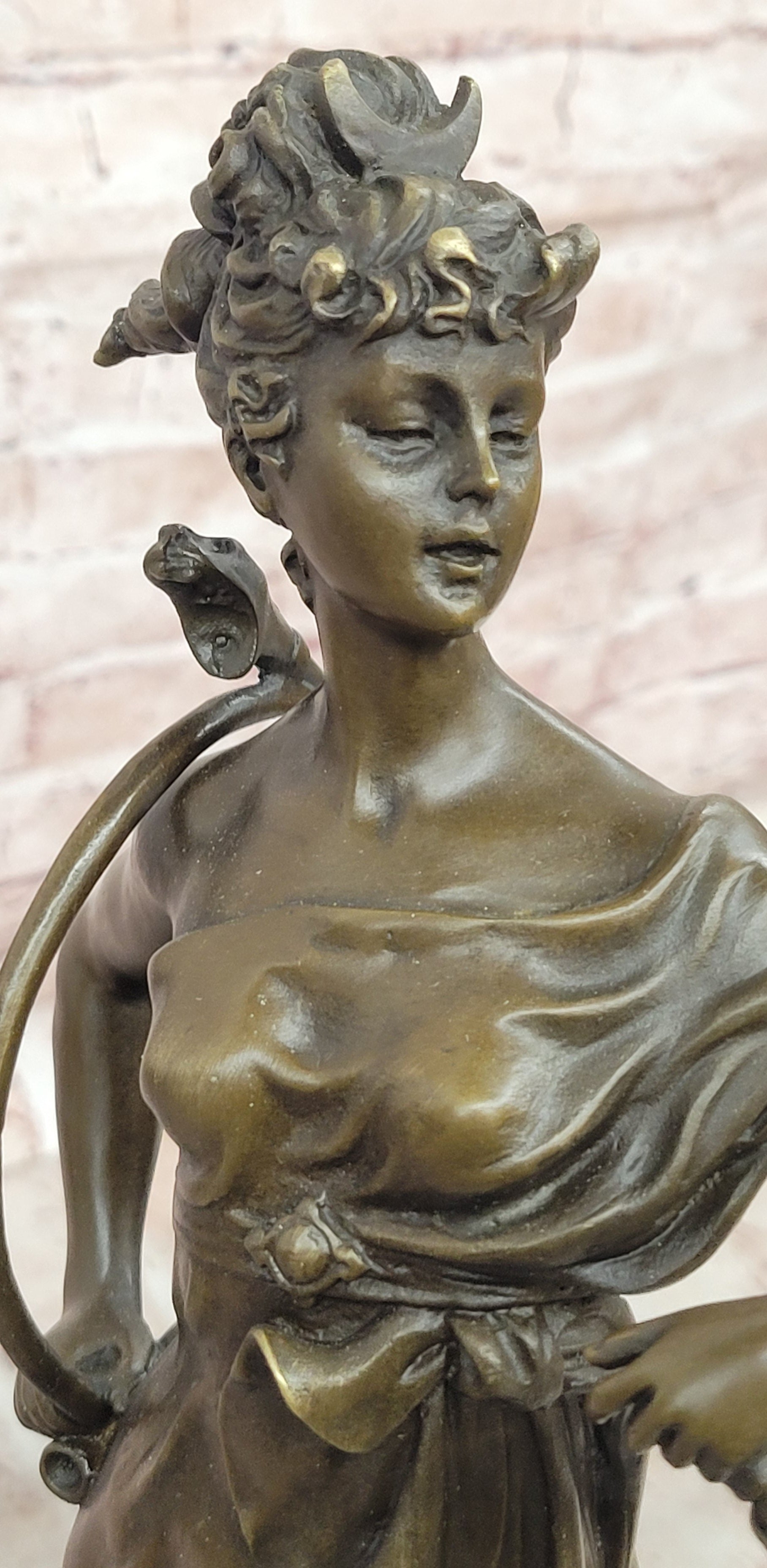 Classical Diana Bronze Sculpture Goddess Hunter with Bow Boar Art Statue