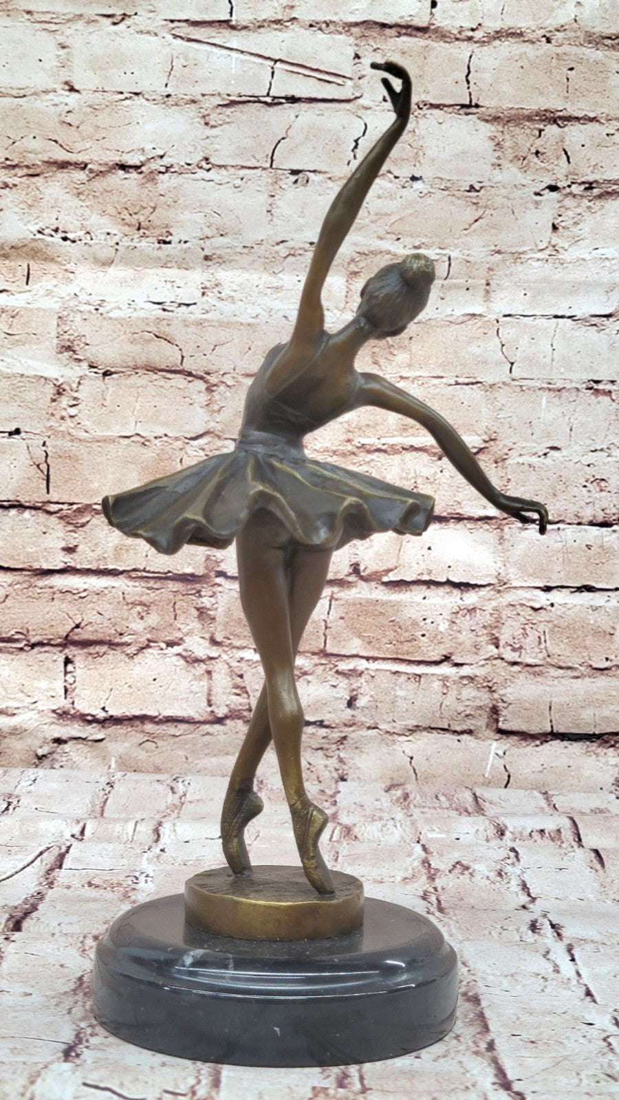 Graceful Prima Ballerina Figurine - Handmade Bronze Statue by Miguel Lopez