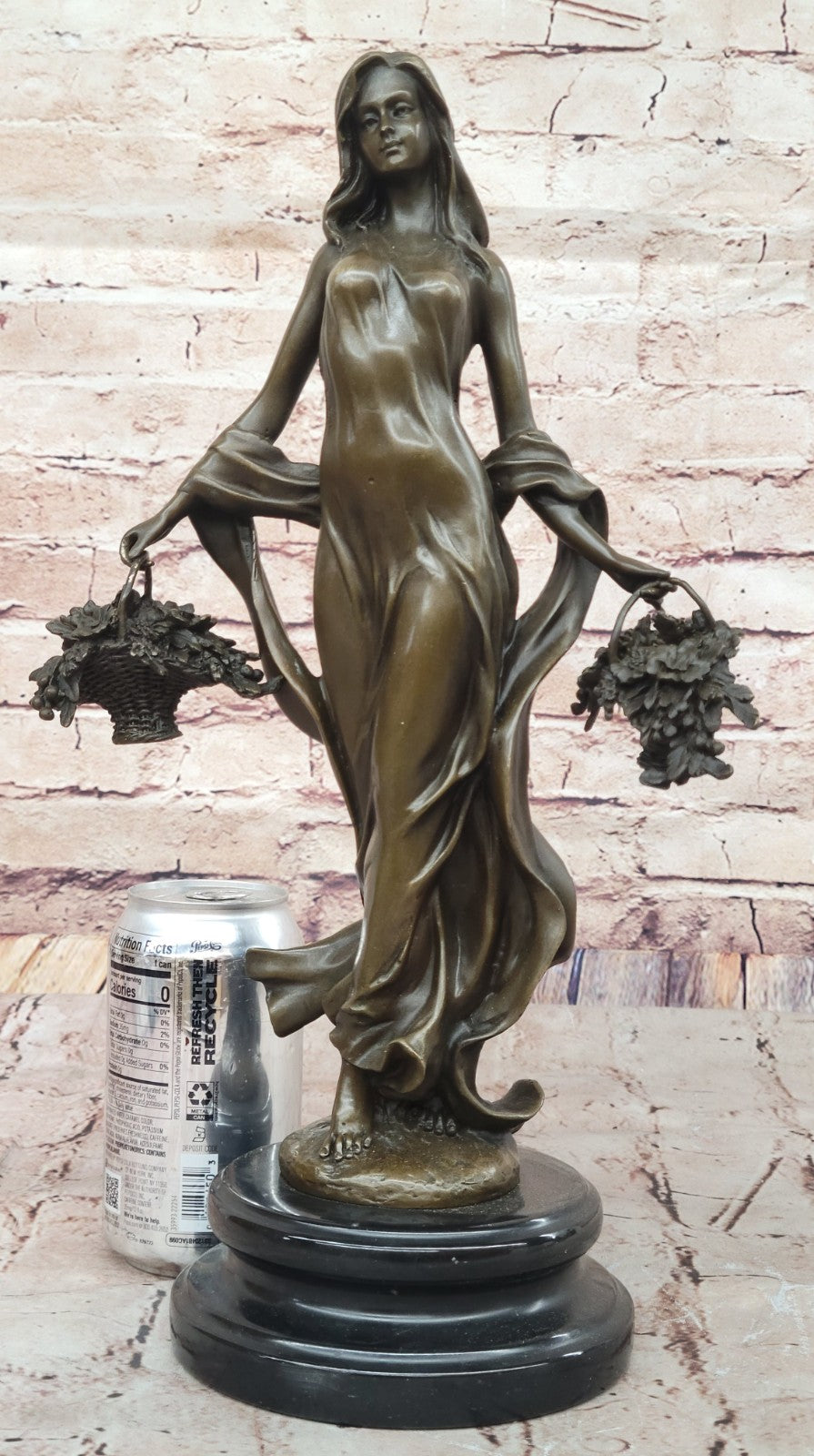 Sexy Fall Dancer Posing Bronze Marble Sculpture Marble Base Figurine Statue Deal