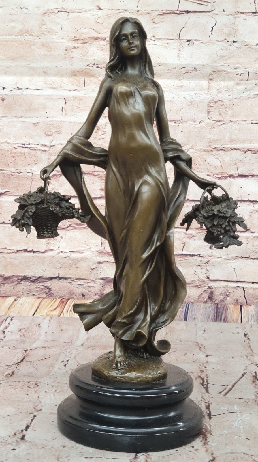 Sexy Fall Dancer Posing Bronze Marble Sculpture Marble Base Figurine Statue Deal