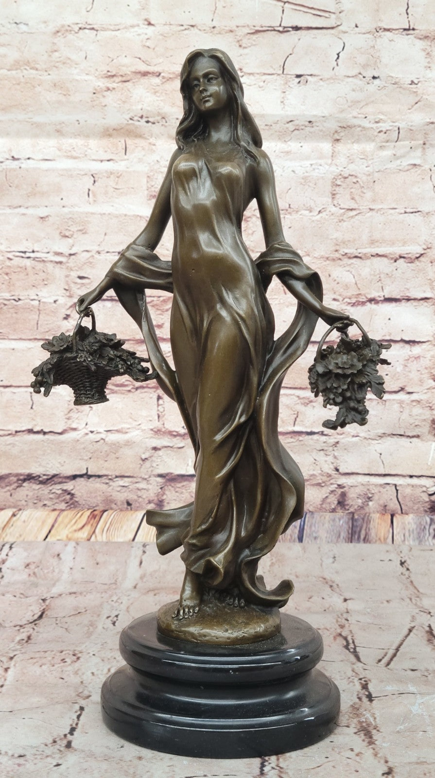 Sexy Fall Dancer Posing Bronze Marble Sculpture Marble Base Figurine Statue Deal