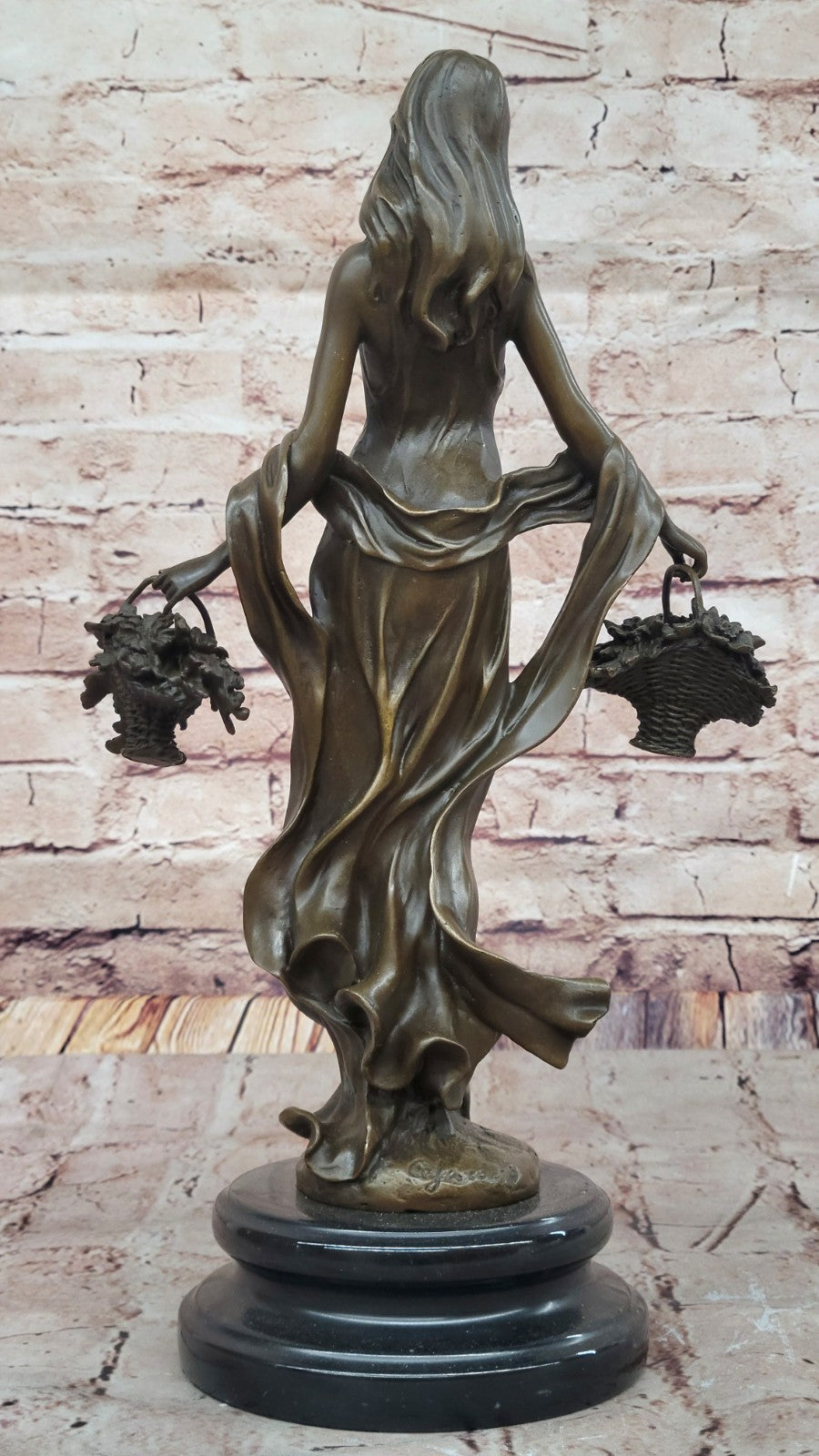 Sexy Fall Dancer Posing Bronze Marble Sculpture Marble Base Figurine Statue Deal