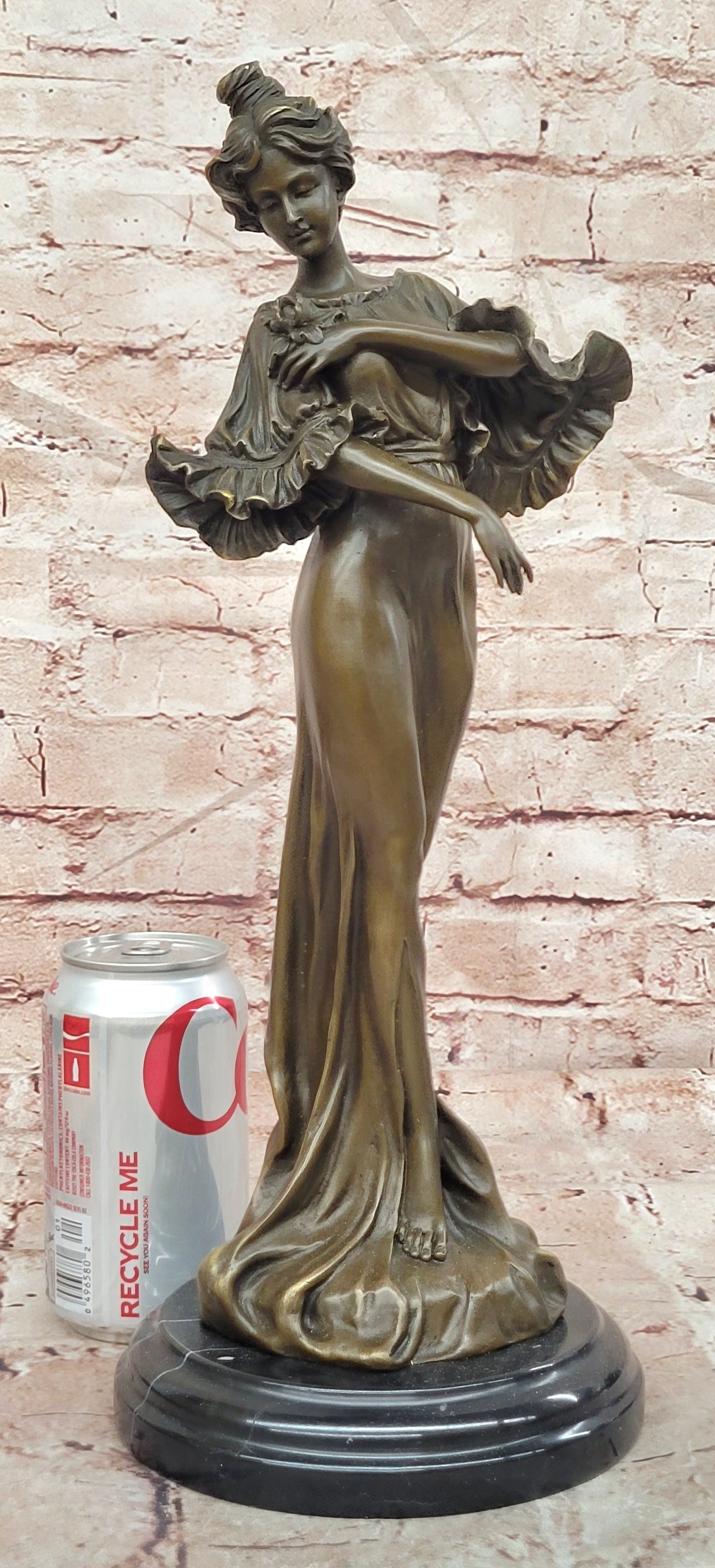 Bronze Roman Goddess Flora Sculpture Signed Milo Elegant Female Statue