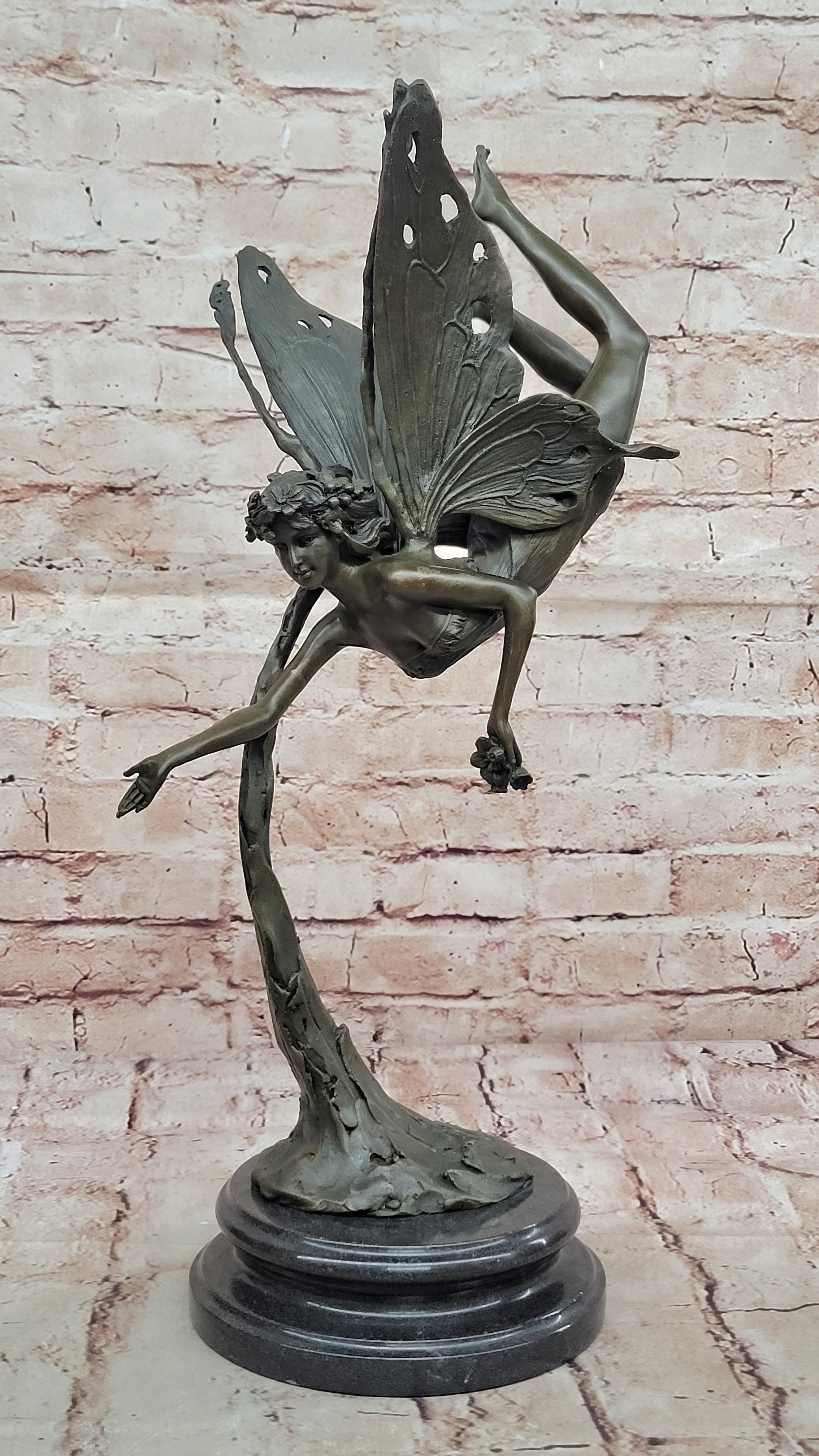 Statue Sculpture Angel Fairy Art Deco Style Art Nouveau Style Solid bronze Decor