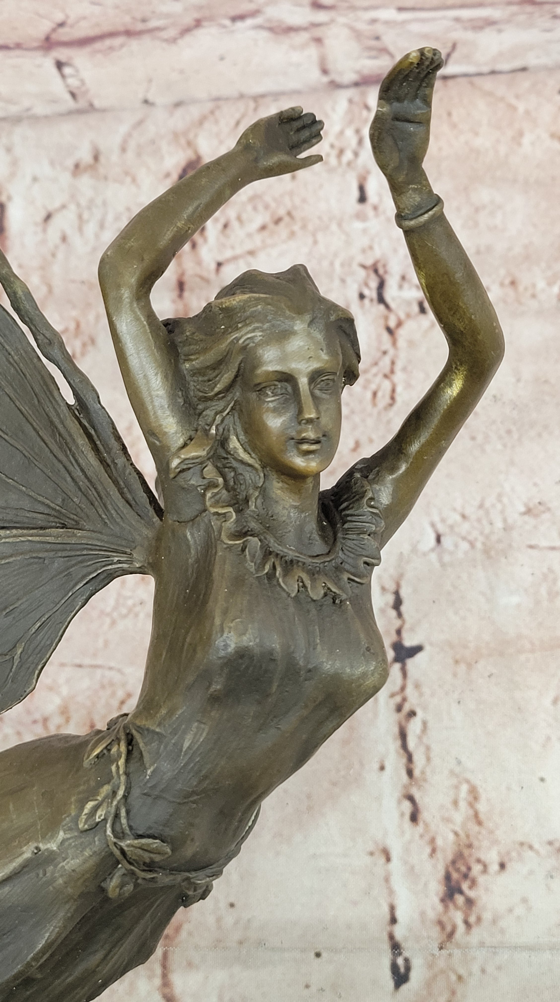 Signed Angel Religous Bronze Sculpture Mythical Statue Figurine Figure Home Deco