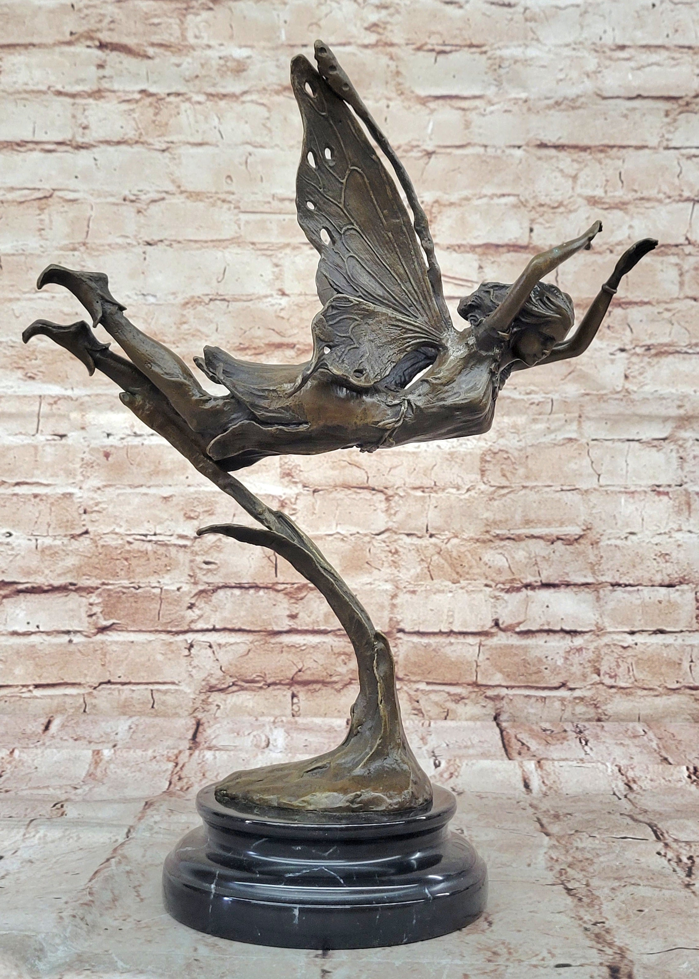 Fairy Angel 100% Real Bronze Figural Sculpture Original Hot Cast Home Decoration