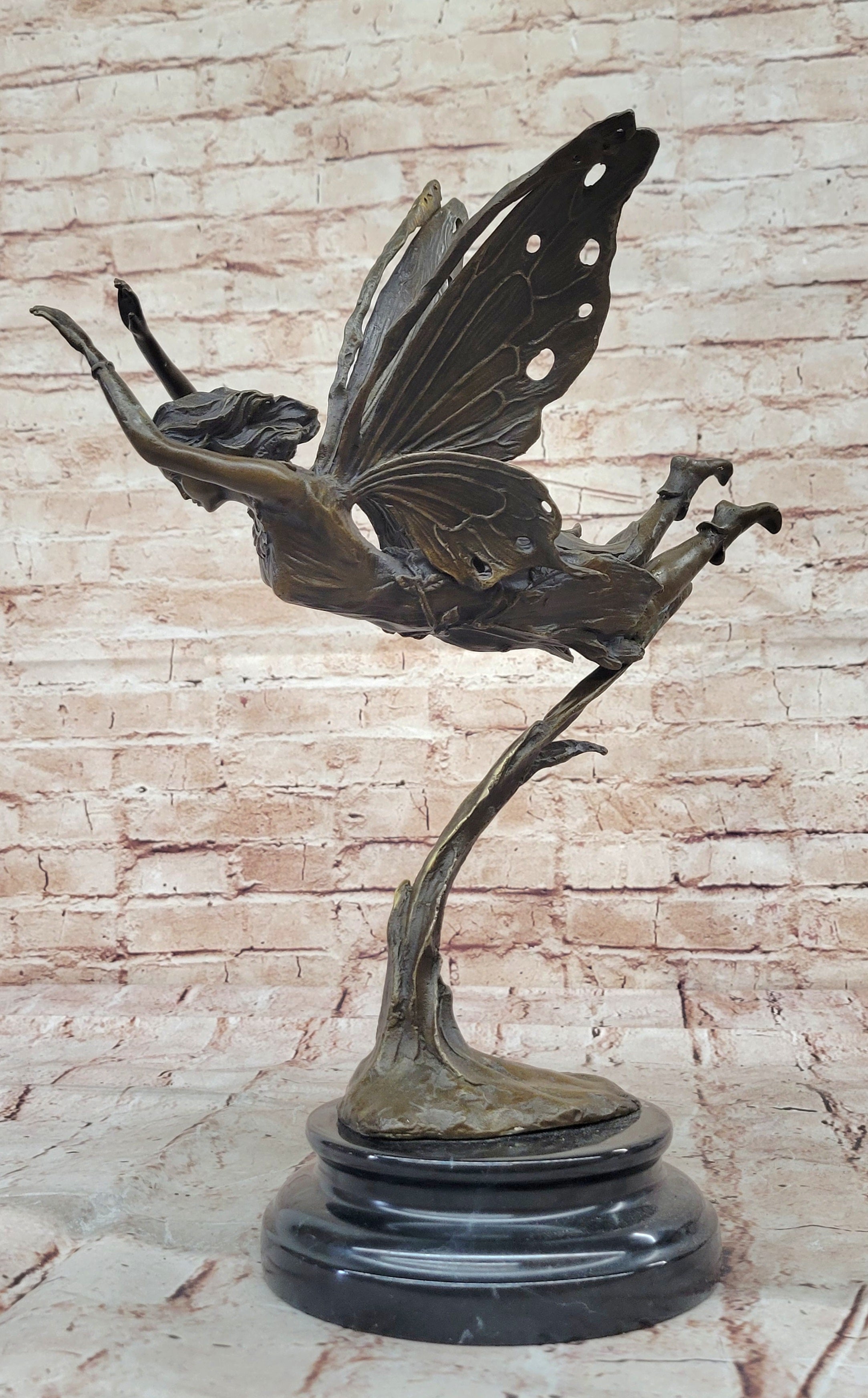 Fairy Angel 100% Real Bronze Figural Sculpture Original Hot Cast Home Decoration