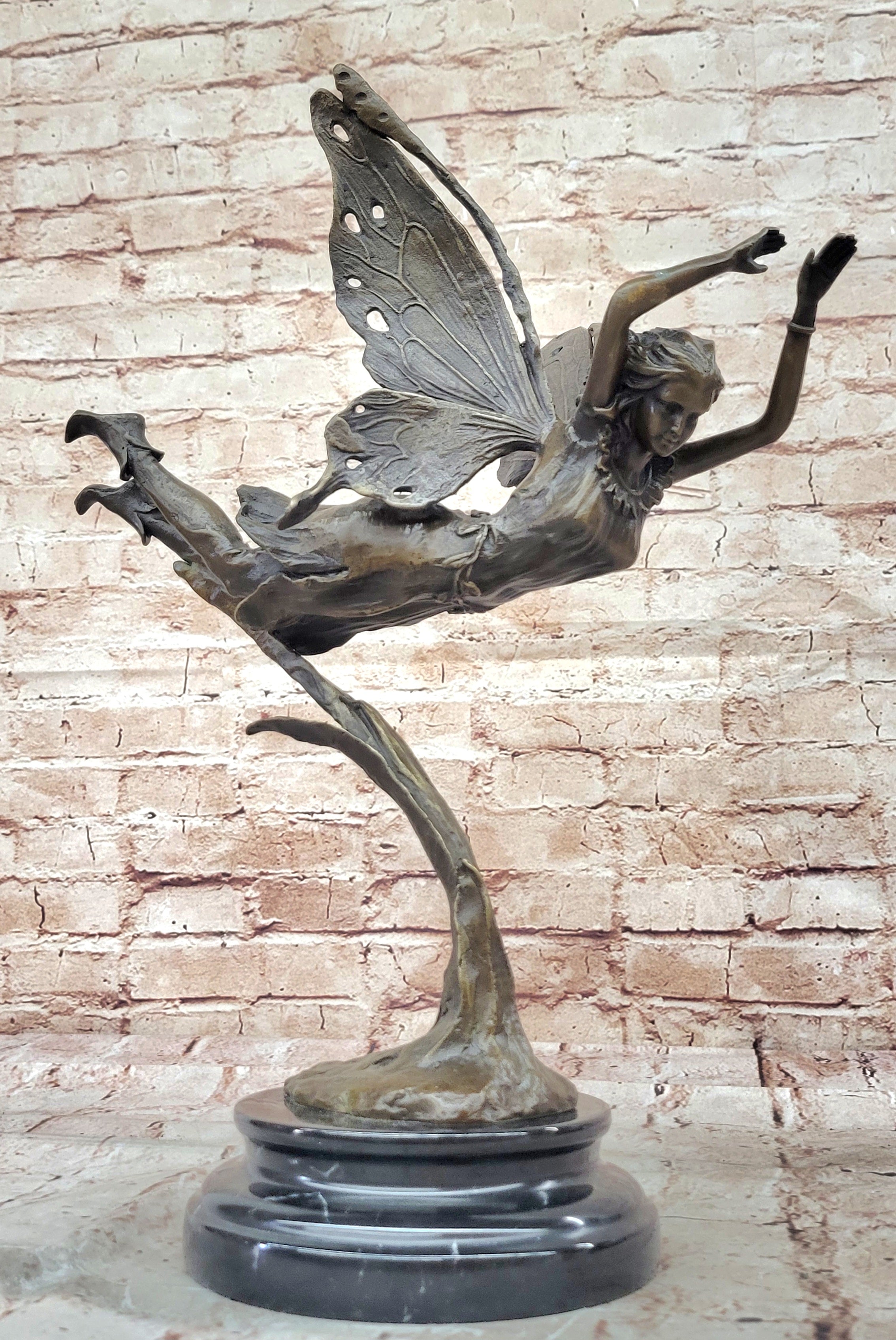 Fairy Angel 100% Real Bronze Figural Sculpture Original Hot Cast Home Decoration