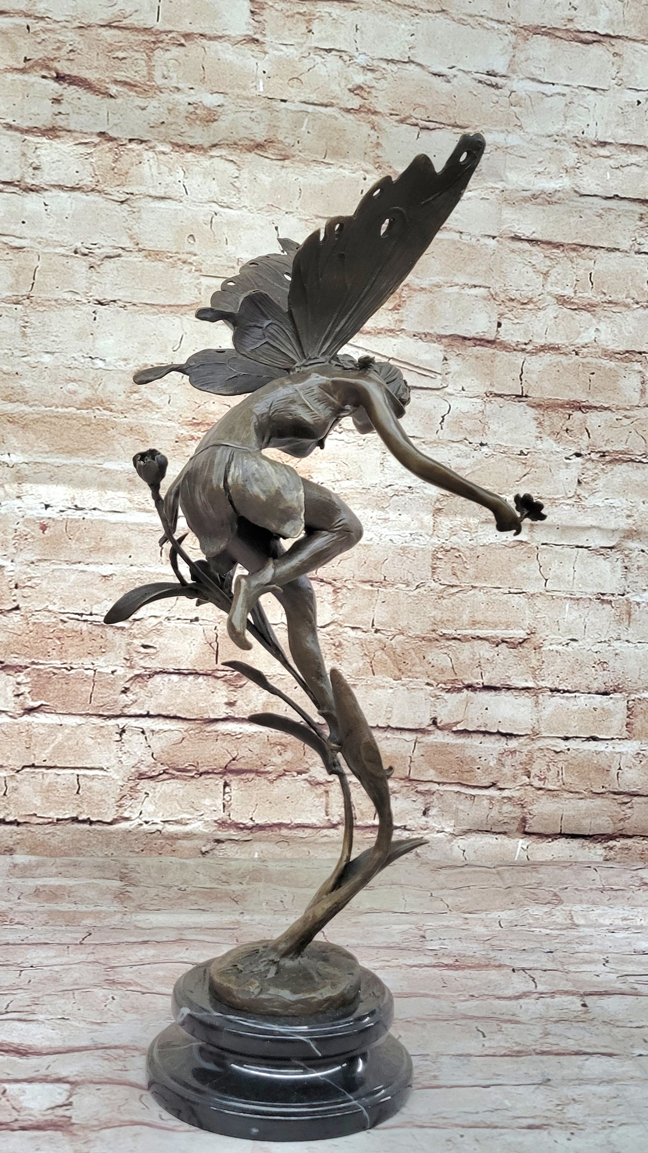 Art Deco Hot Cast fairy Vase Museum Quality Bronze Sculpture Statue Figurine