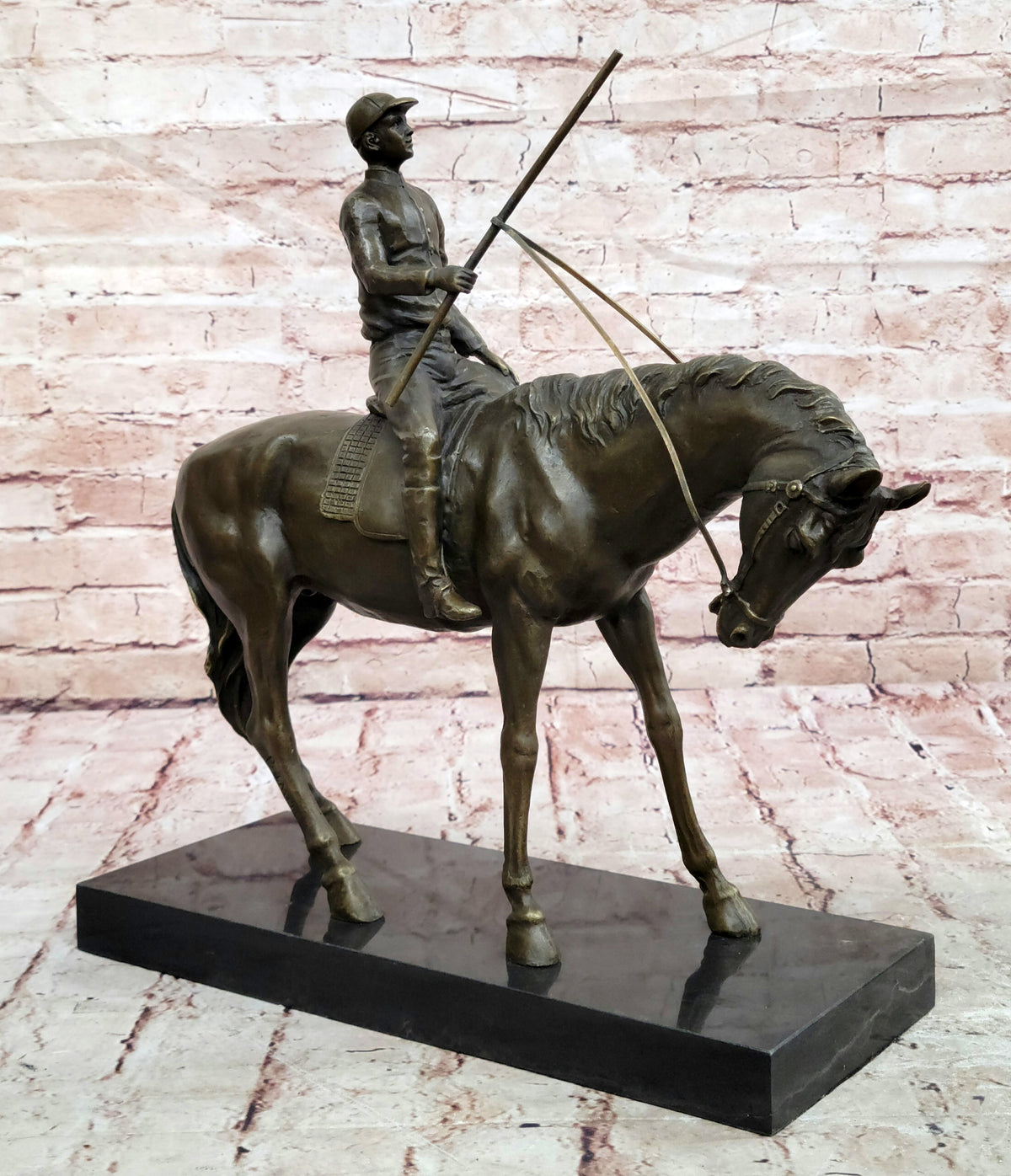 Bronze Sculpture "The Jockey Boy" Art Deco HotCast Home Decor Decoration by Mene