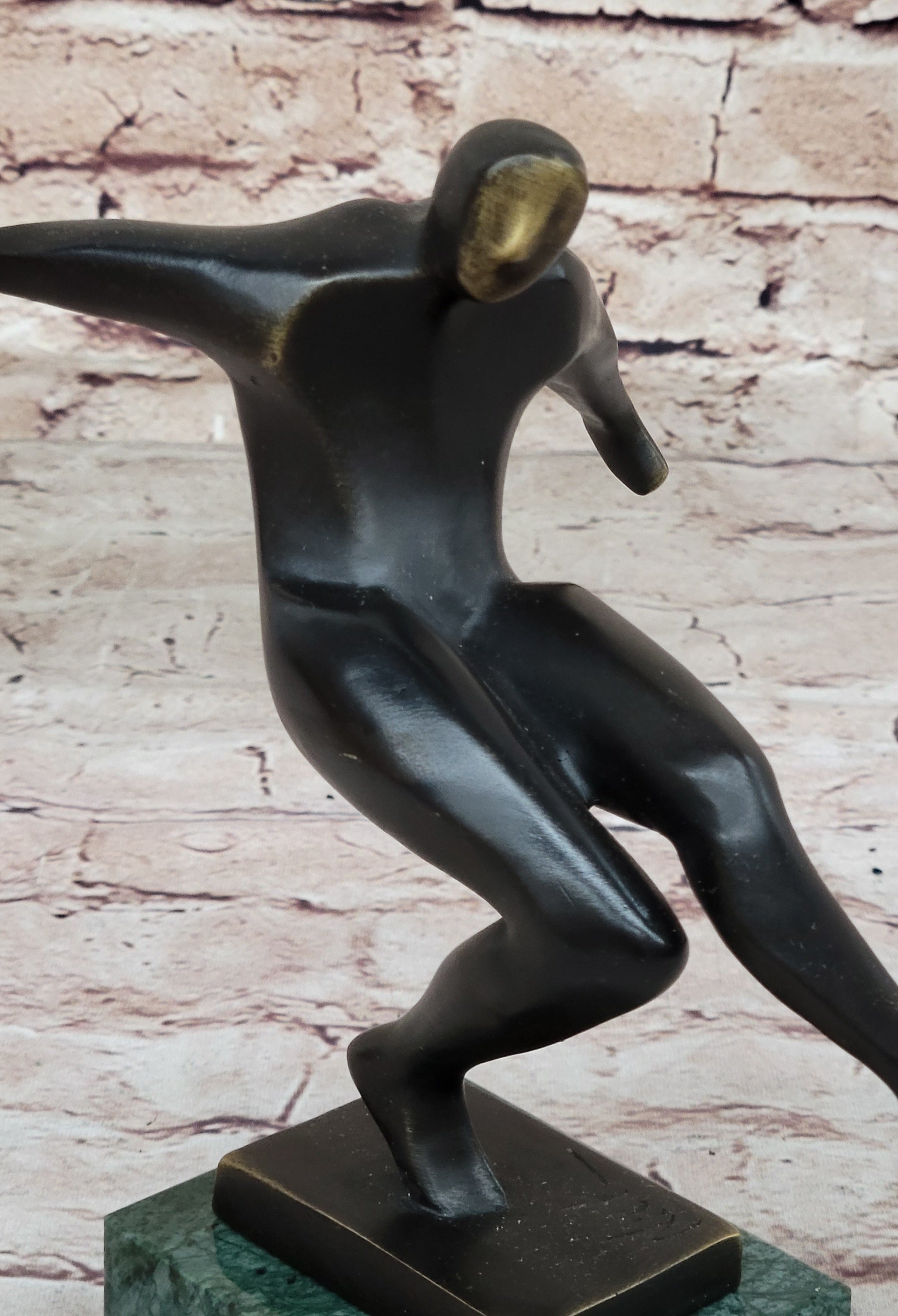 100% Real Bronze Hand Made Modern Art Trophy Soccer Player Sculpture Figurine