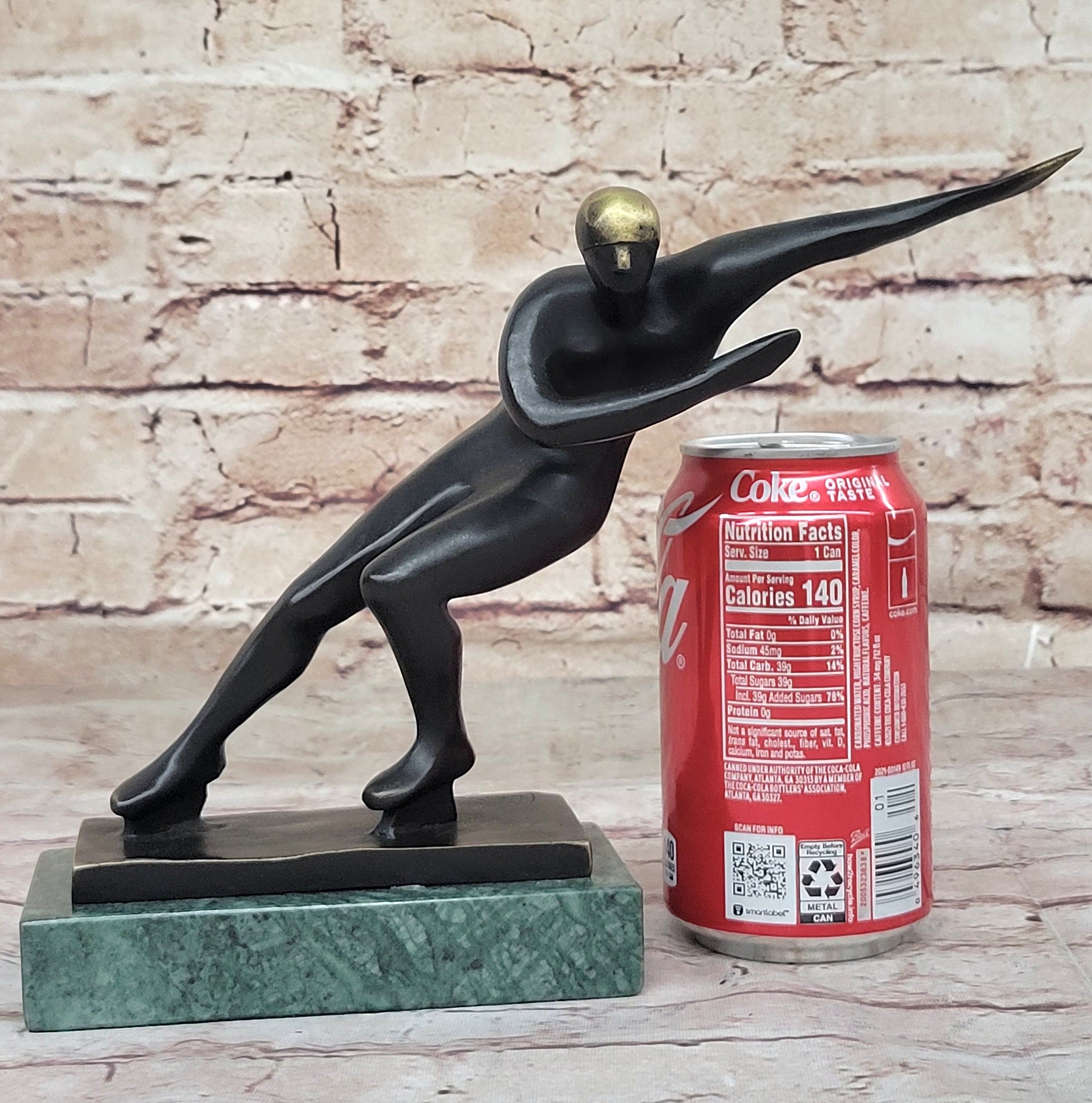 Bronze Sculpture Hand Made Ice Skater Modern Artwork Female Woman Statue Home Decor