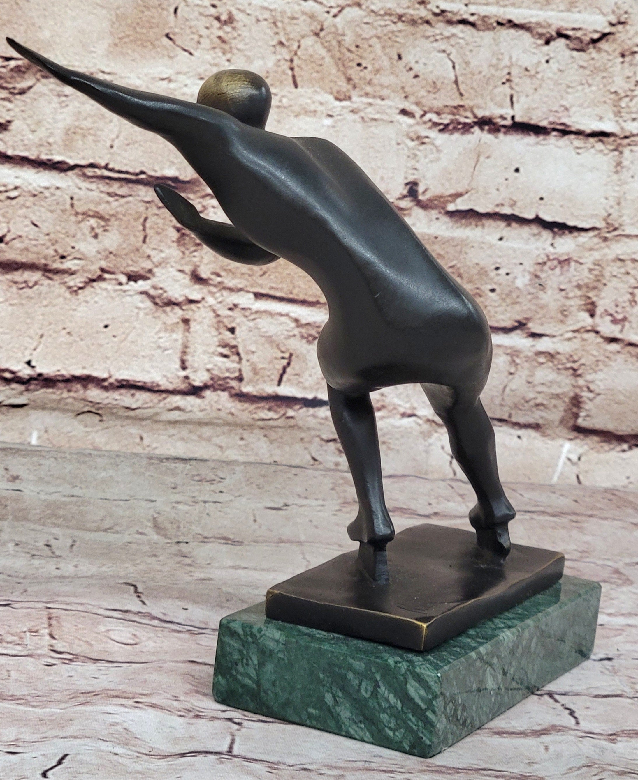 Bronze Sculpture Hand Made Ice Skater Modern Artwork Female Woman Statue Home Decor
