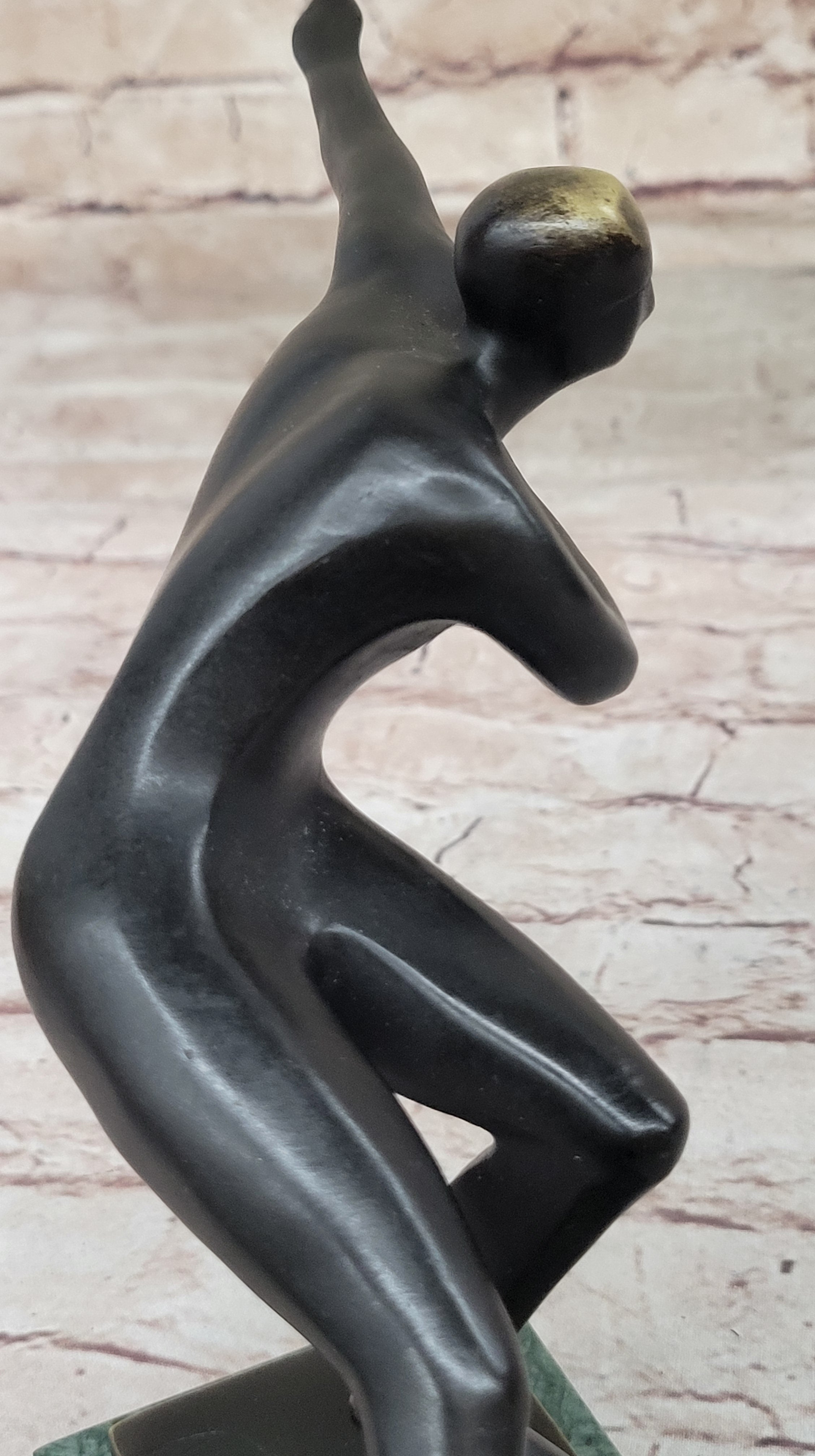 Bronze Sculpture Hand Made Ice Skater Modern Artwork Female Woman Statue Home Decor