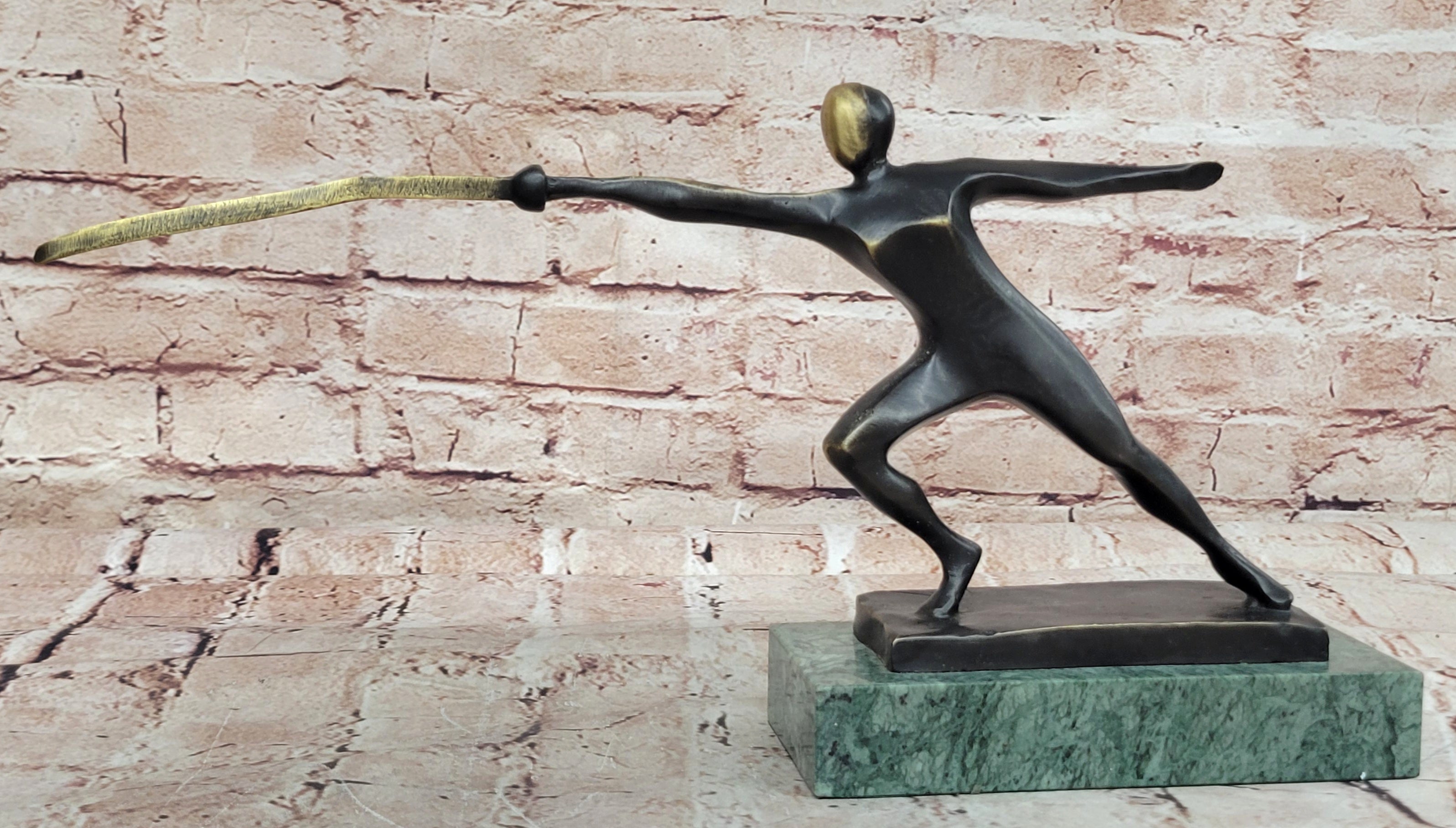 Bronze Trophy Male Man Hand Made Fencer Fencing School Home Office Decoration