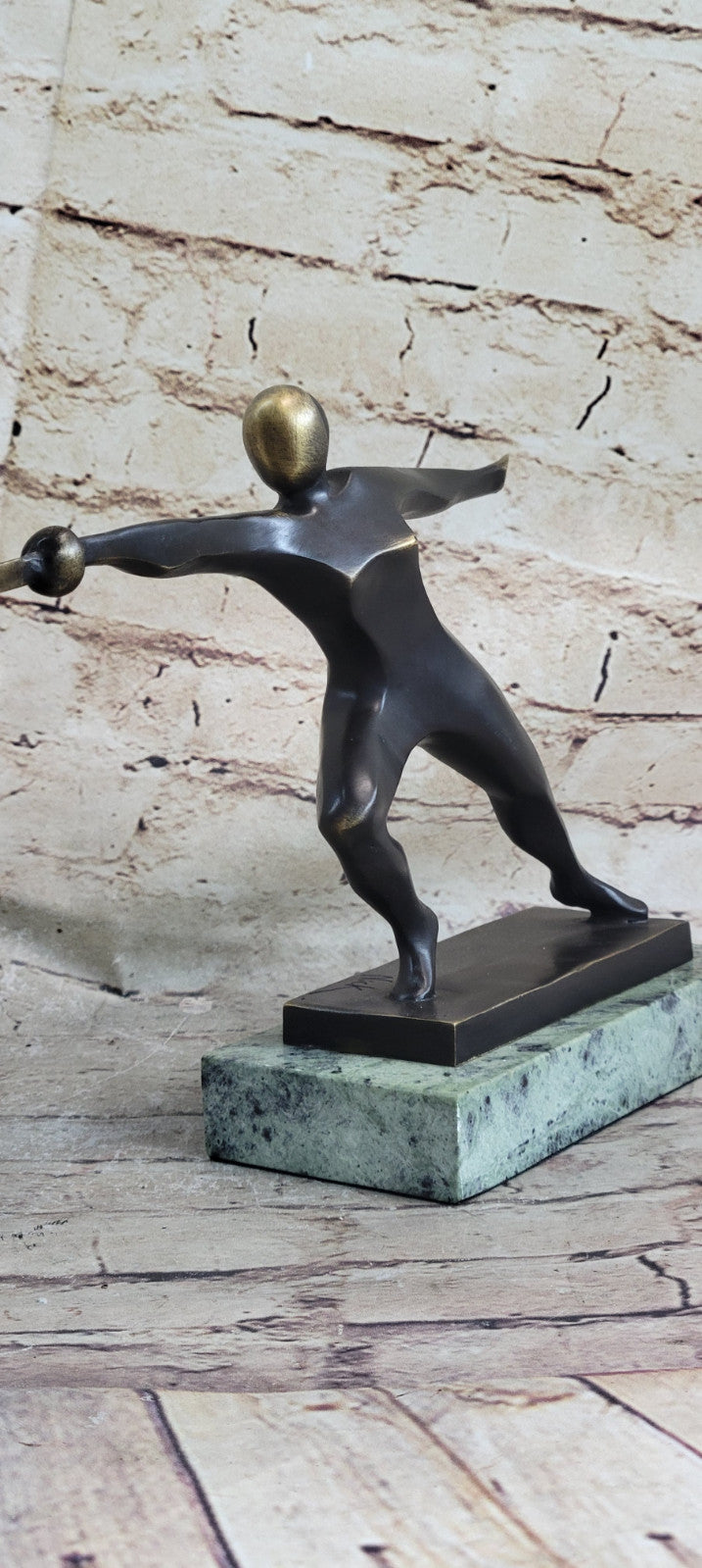 Bronze Trophy Male Man Hand Made Fencer Fencing School Home Office Decoration