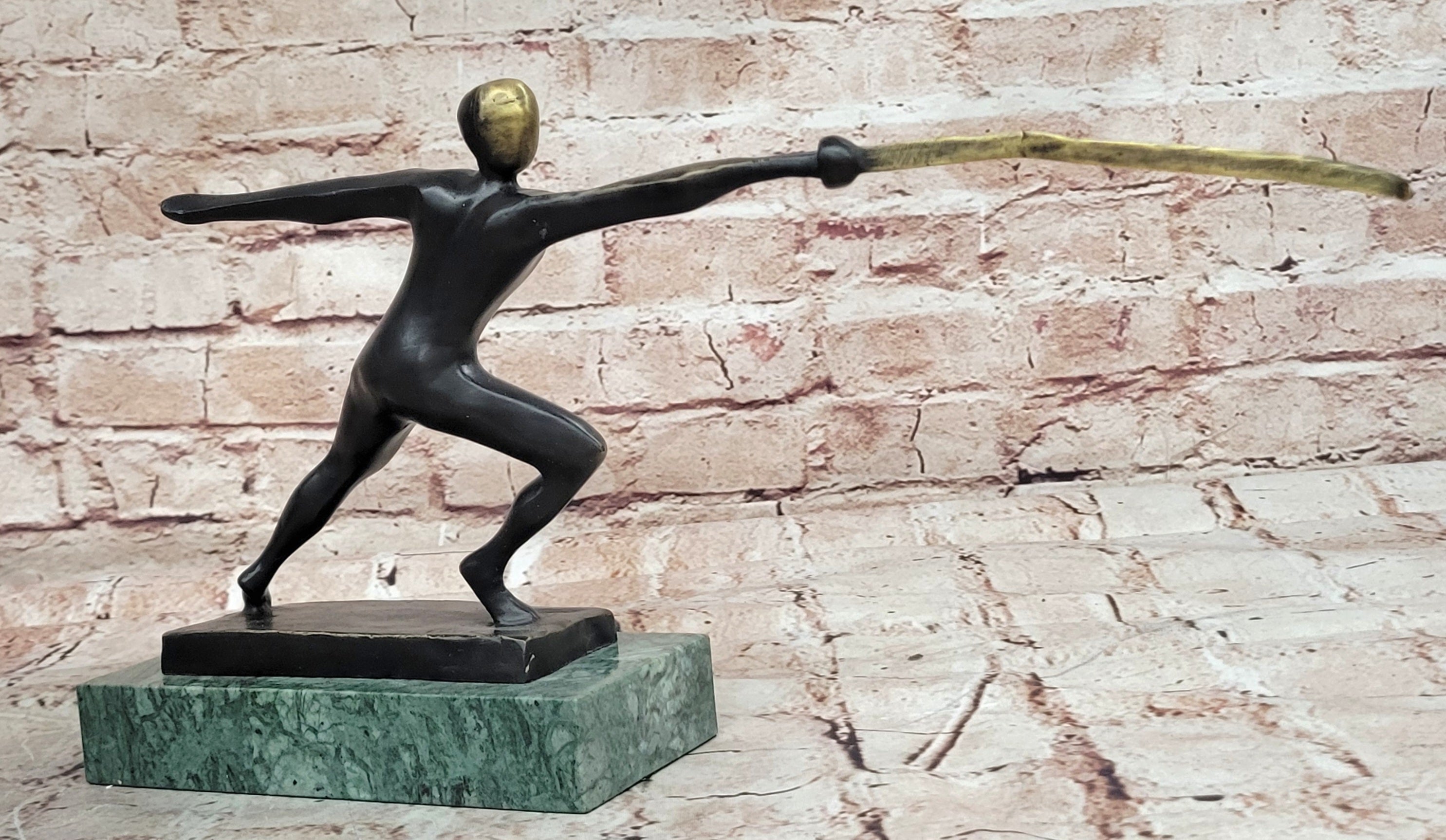 Bronze Trophy Male Man Hand Made Fencer Fencing School Home Office Decoration