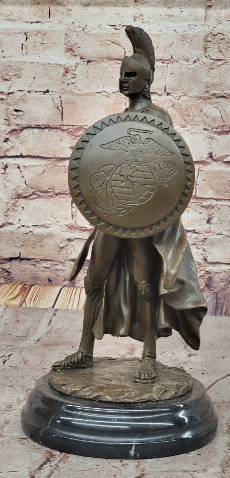 BRONZE ROMAN WARRIOR WITH SWORD AND SHIELD STATUE SIGNED HOT CAST FIGURINE SALE