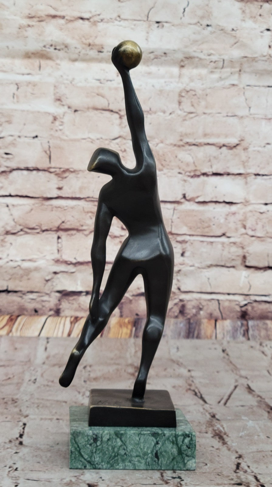Signed Original Mario Nick Volleyball Player Bronze Sculpture Statue Figurine
