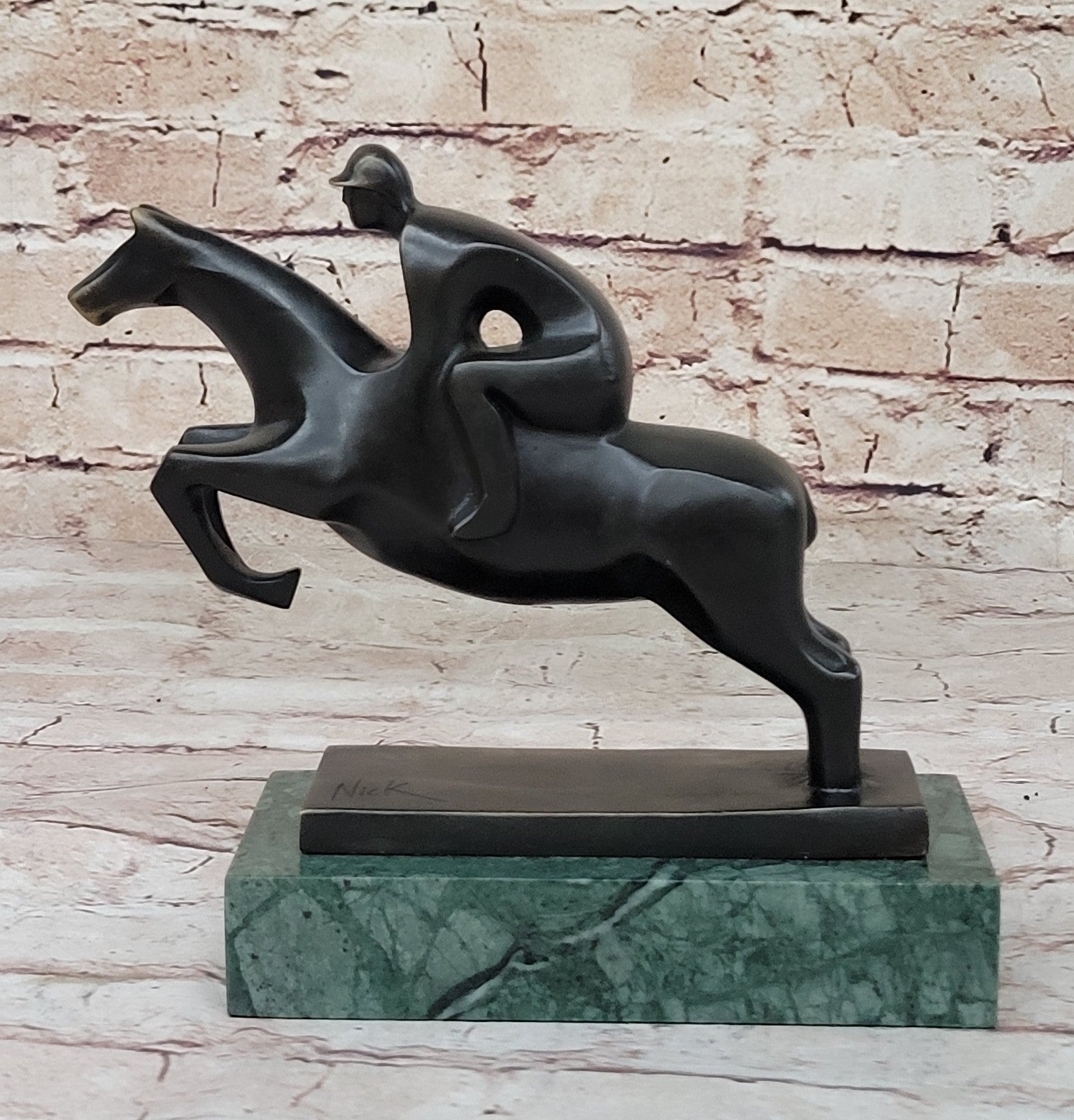 Handcrafted bronze sculpture SALE Horse Racing Jockey Man Art Western Deco Decor