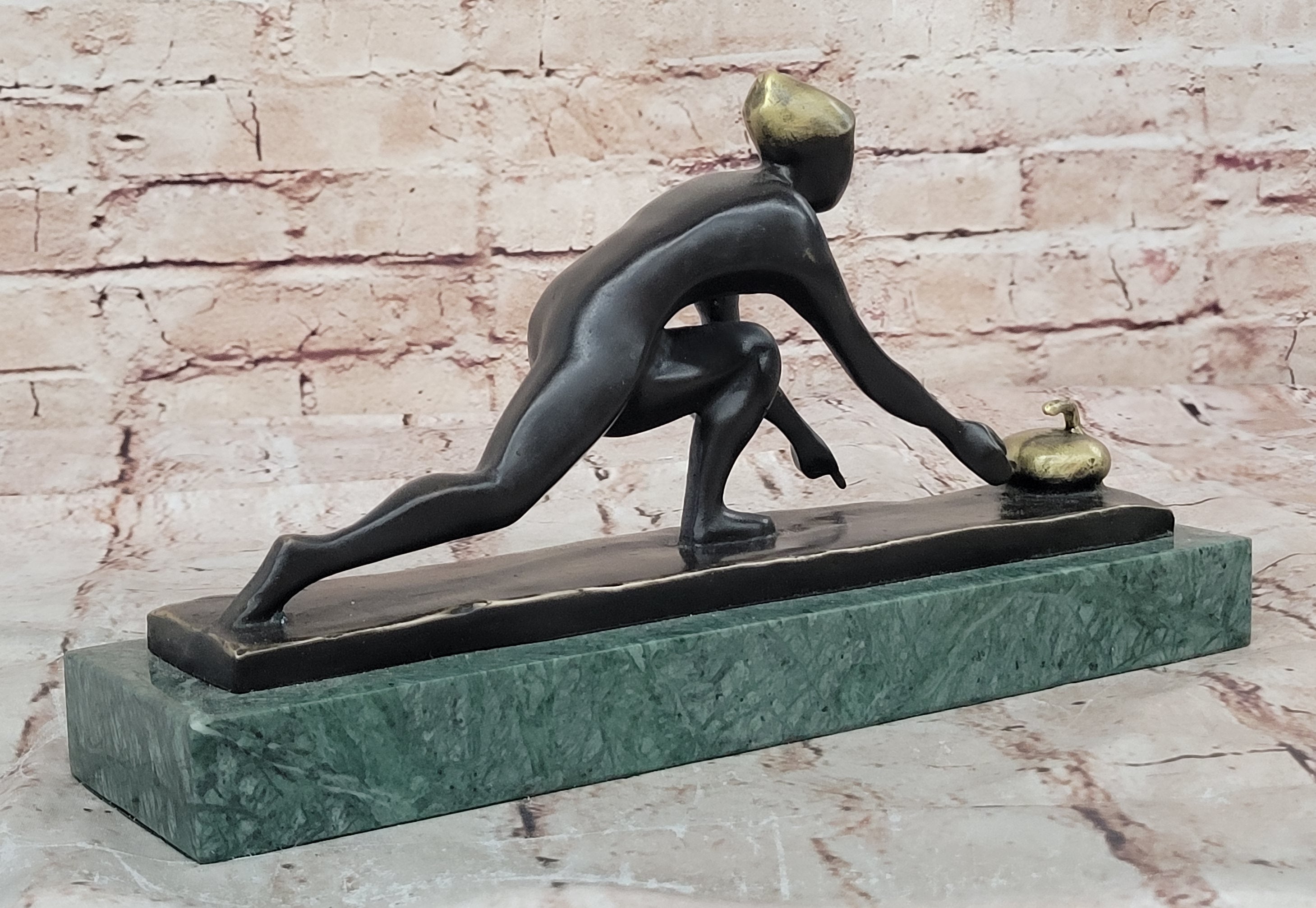 Curling Trophy Mid Century Grand Prize Men`s Male Metal Lost Wax Method Statue
