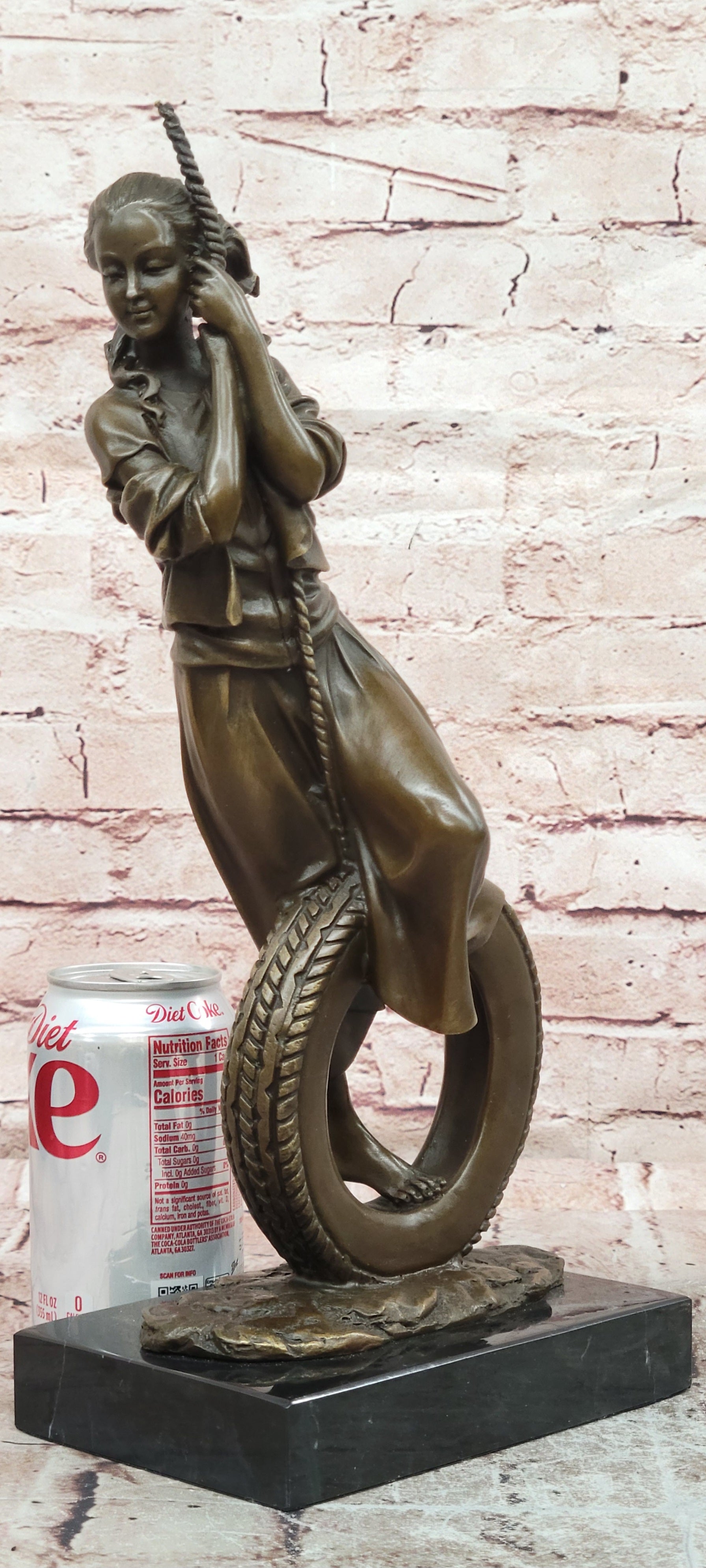 Handcrafted Cesaro Bronze Swing Girl Statue Museum Quality Artwork