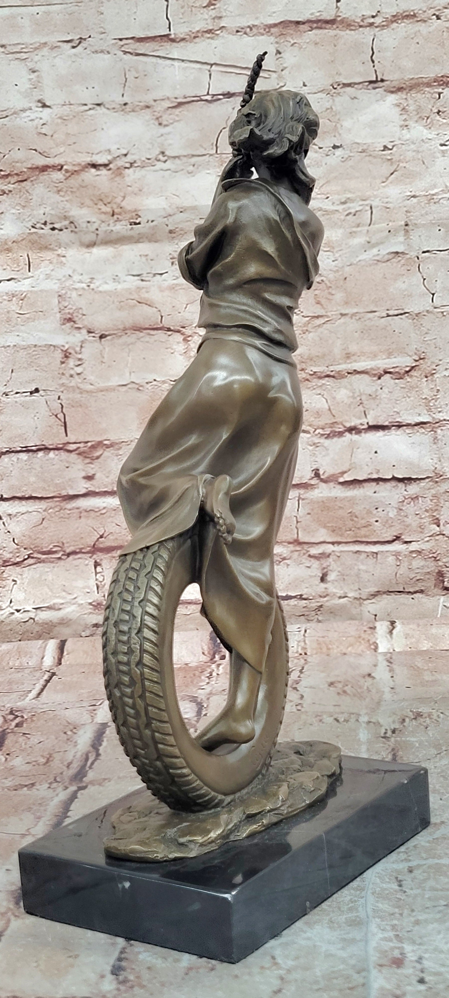 Handcrafted Cesaro Bronze Swing Girl Statue Museum Quality Artwork
