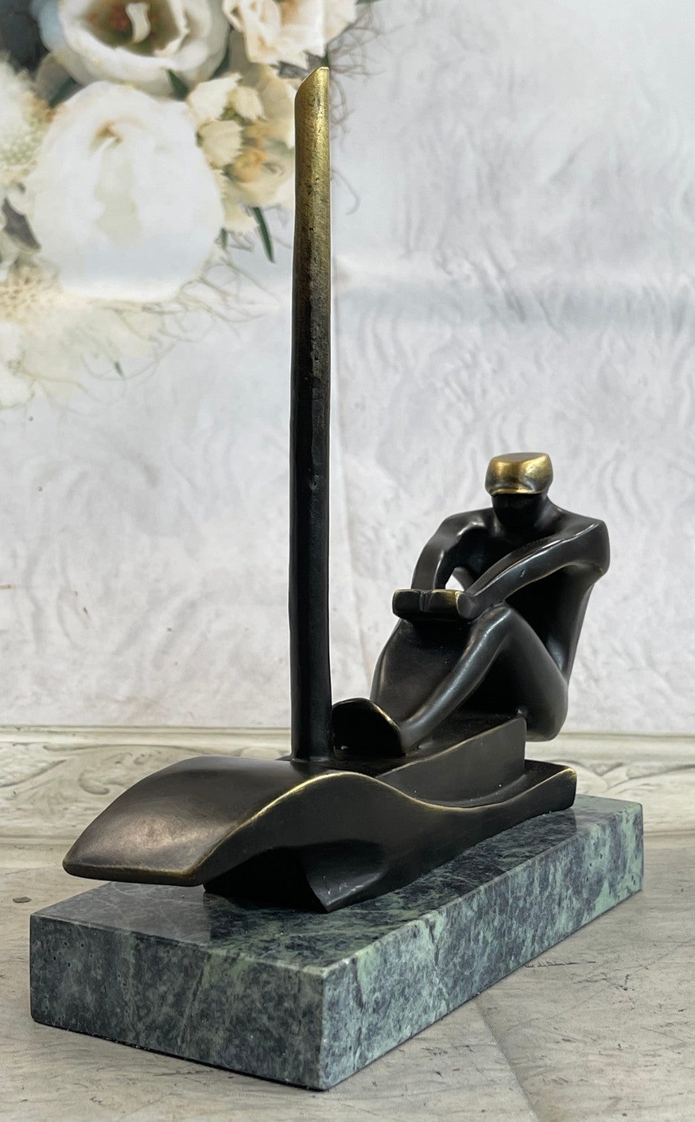 Abstract Modern Art Mid Century Rowing Trophy Bronze Masterpiece Figurine Figure