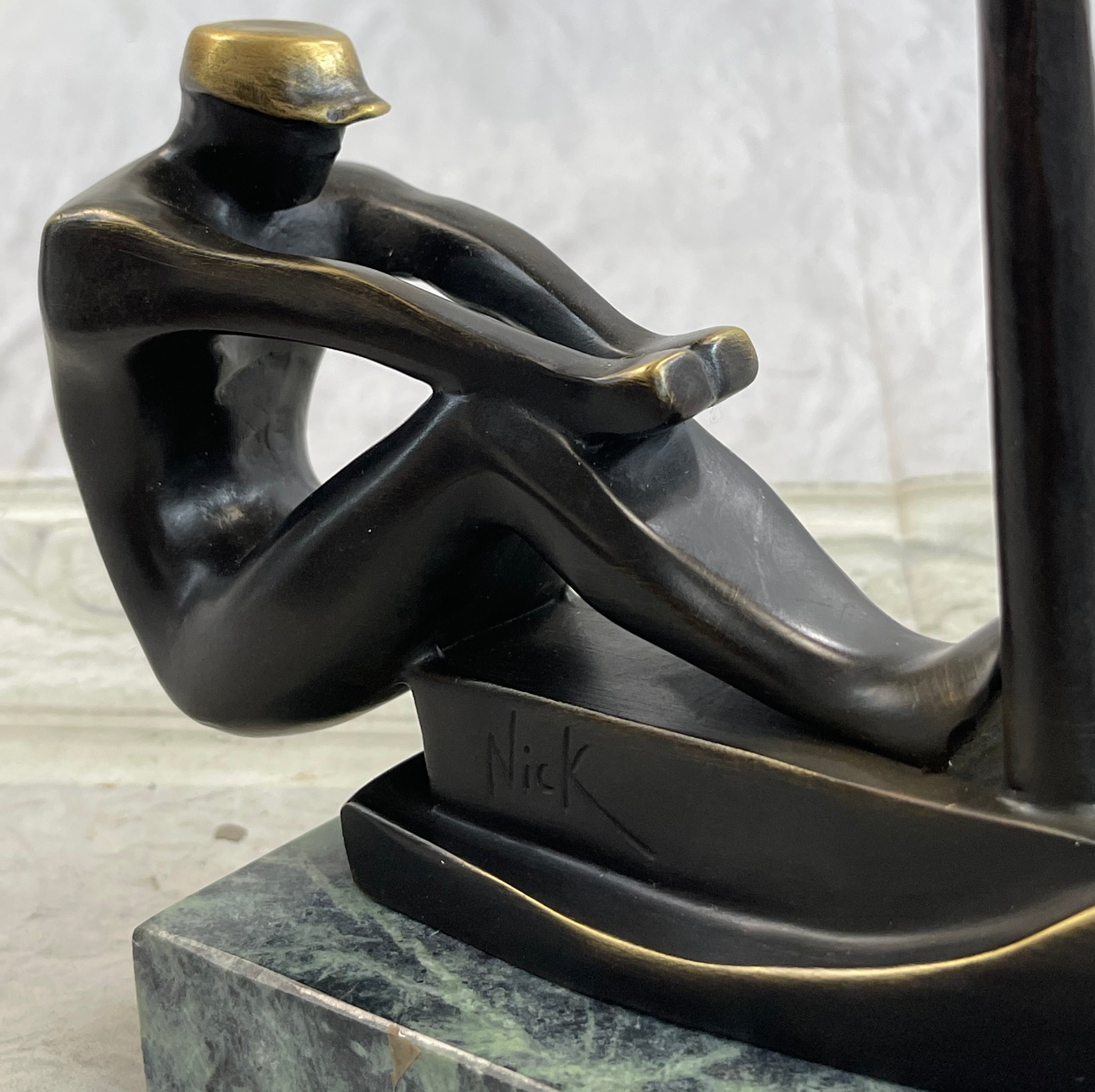 Abstract Modern Art Mid Century Rowing Trophy Bronze Masterpiece Figurine Figure