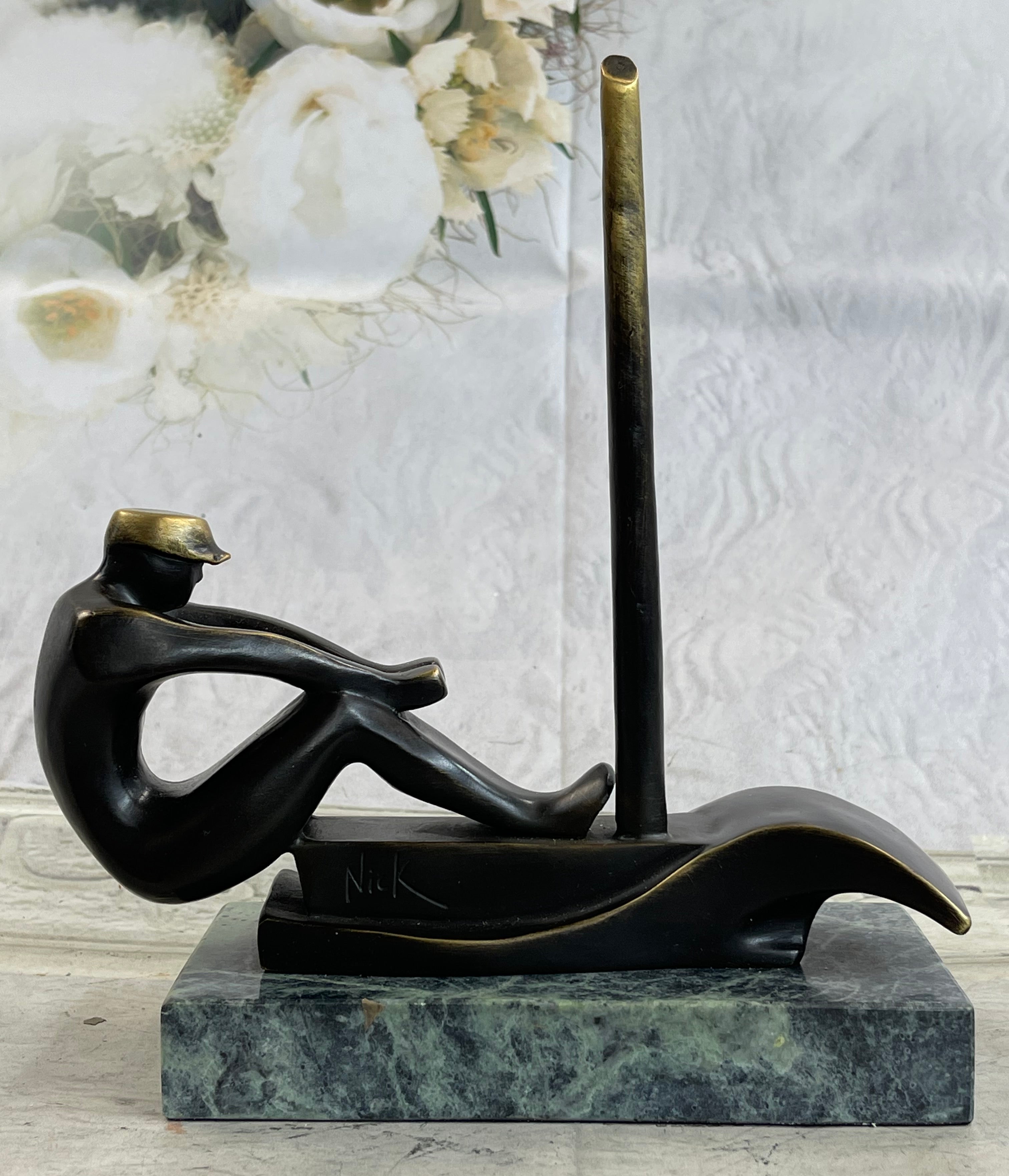Abstract Modern Art Mid Century Rowing Trophy Bronze Masterpiece Figurine Figure