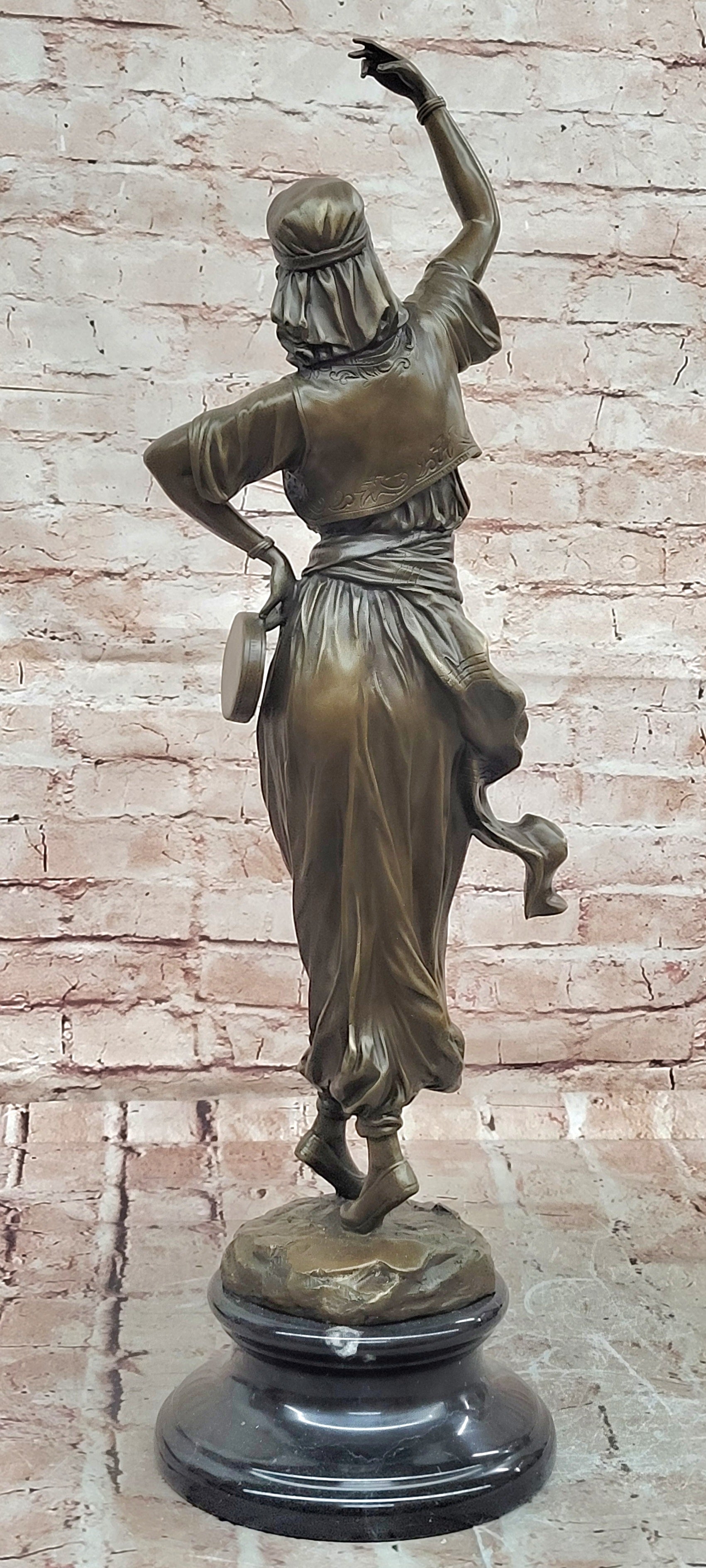 Bronze Oriental Dancer Figurine Signed Milo Art Nouveau Statue Art deco