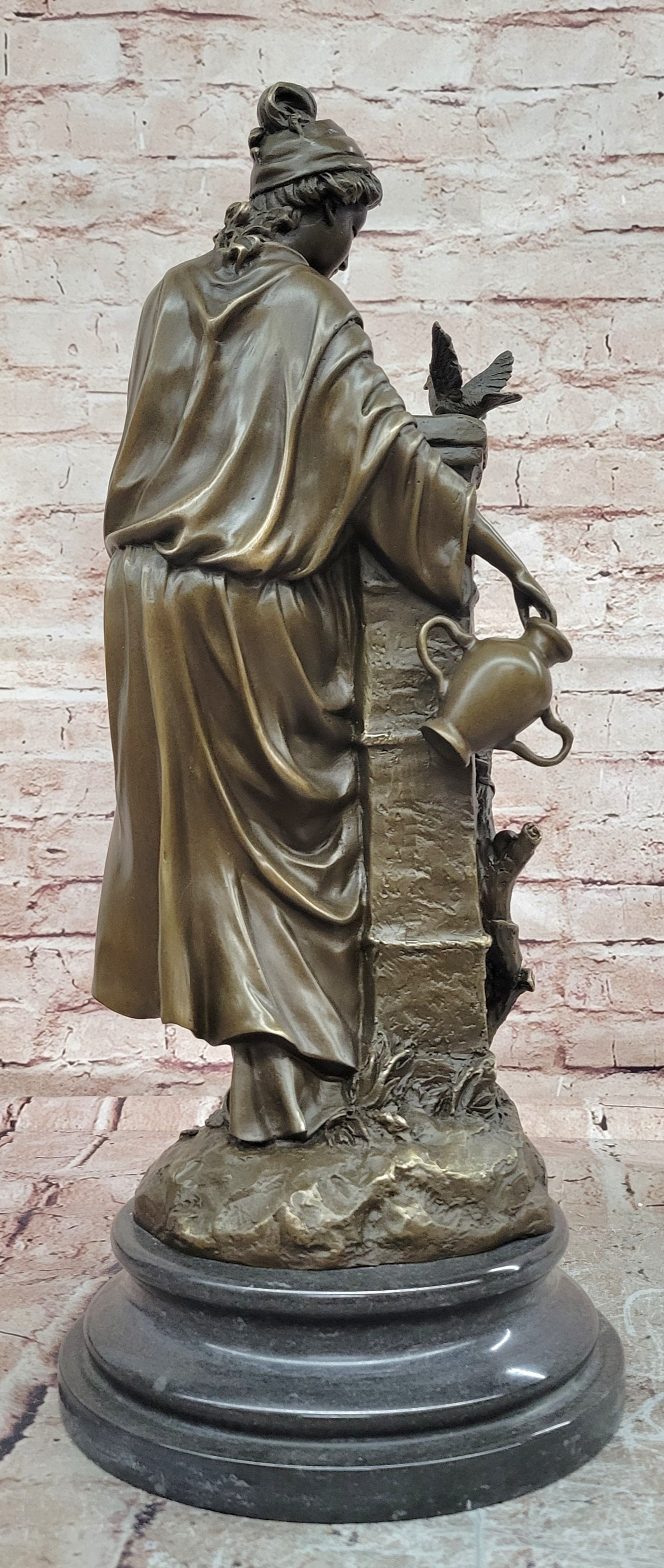 Bronze Mythological Woman Sculpture Signed Andore Ruff Bird Statue Decor