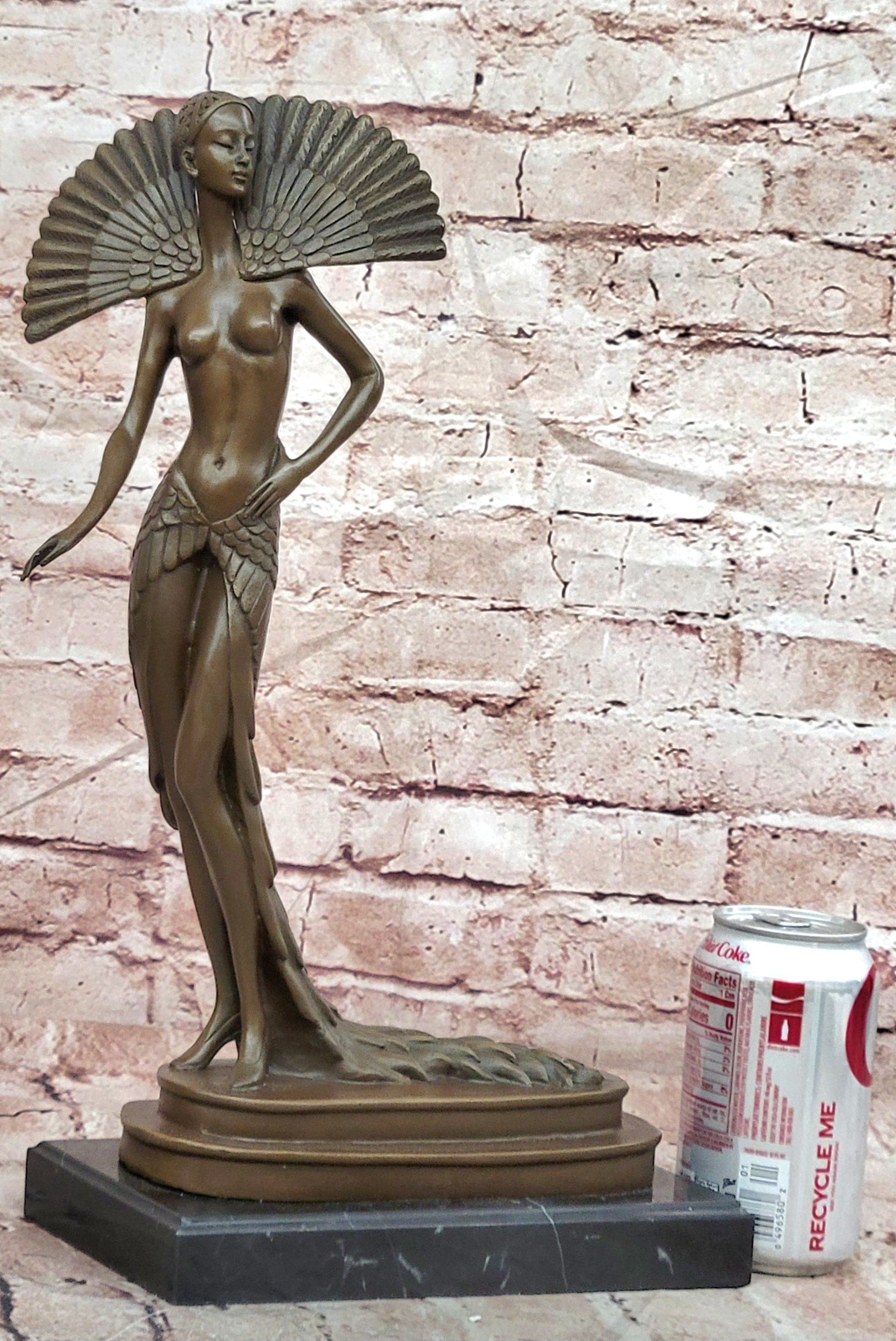 J. Erte Bronze Female Dancer Sculpture Elegant Art Deco Collectible Decor