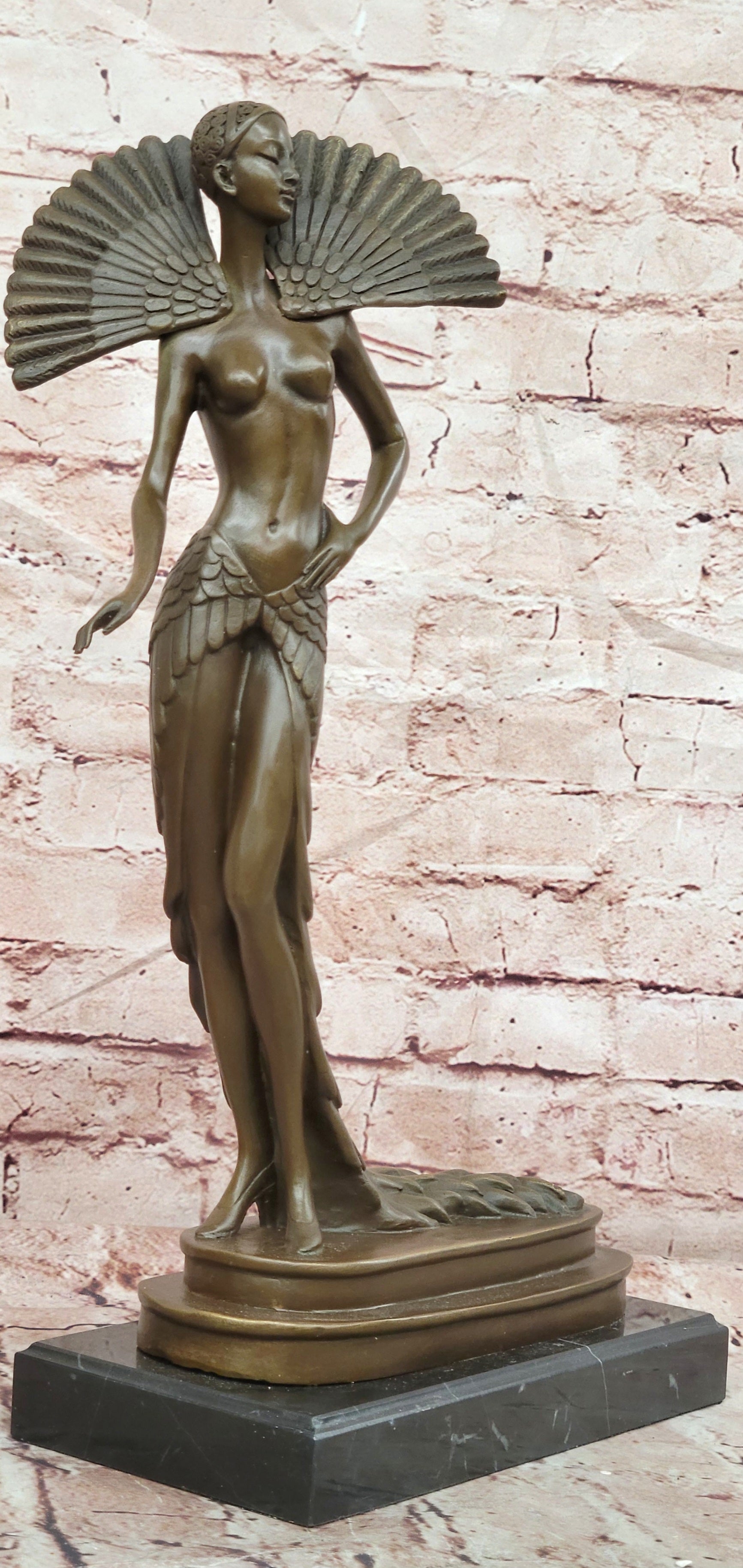 J. Erte Bronze Female Dancer Sculpture Elegant Art Deco Collectible Decor