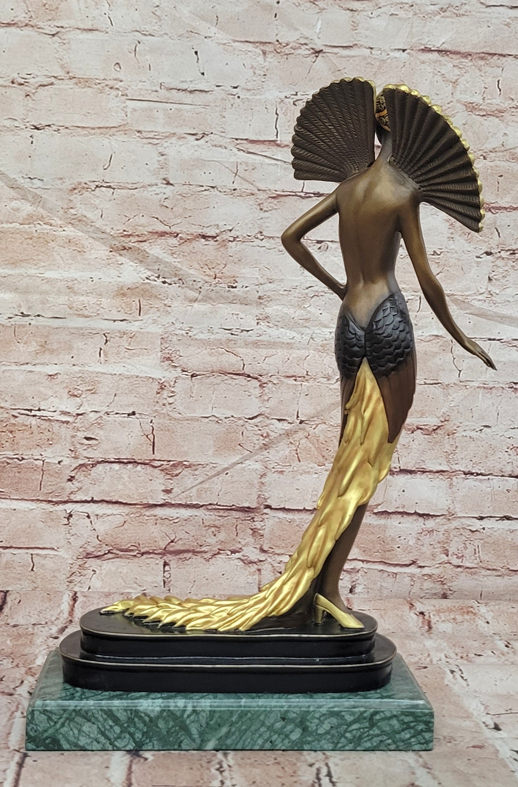 Large Slender Woman Nude of Bronze - Floating Girl - Signed by J Erte- Real Bronze