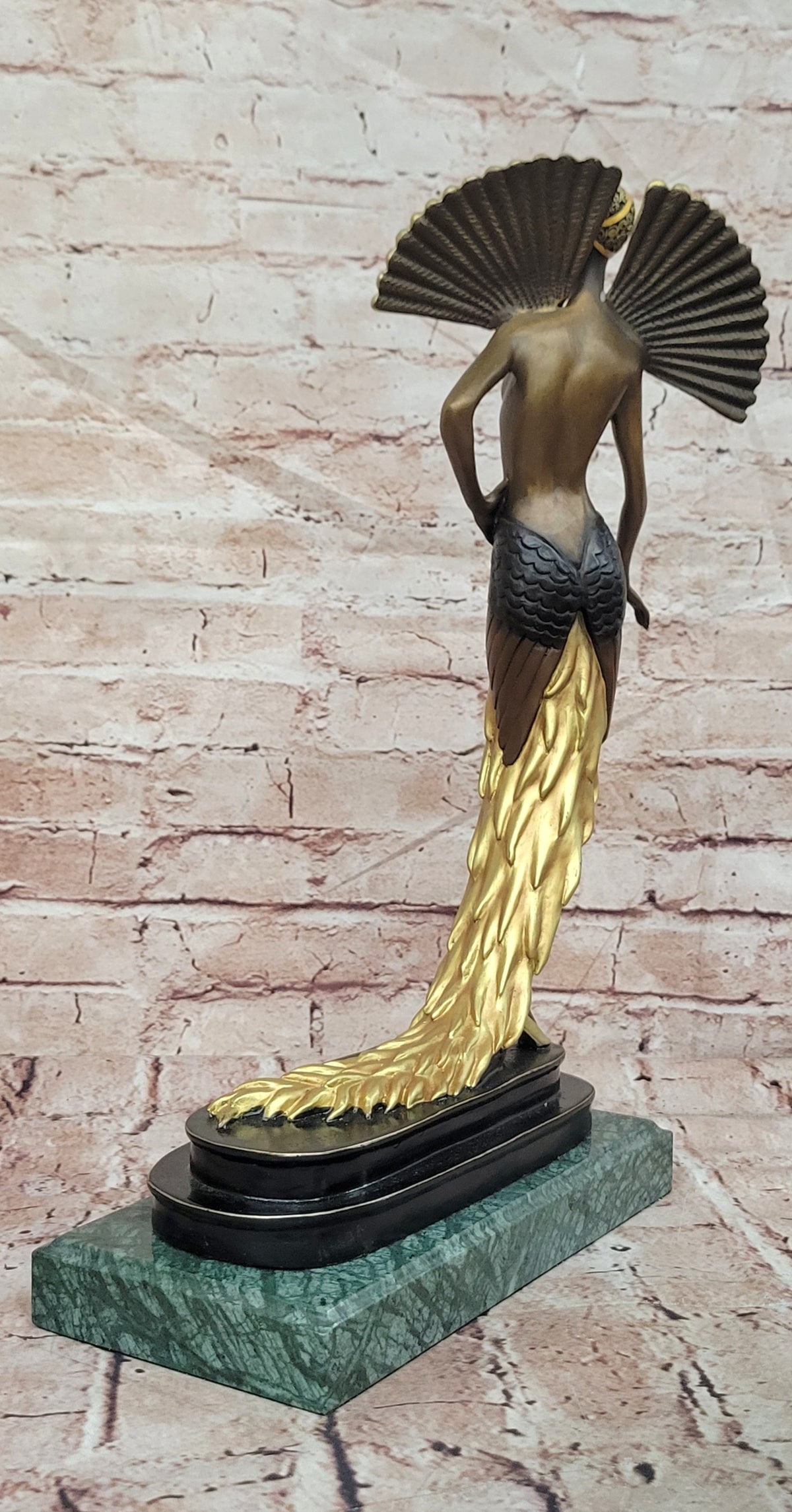 Large Slender Woman Nude of Bronze - Floating Girl - Signed by J Erte- Real Bronze