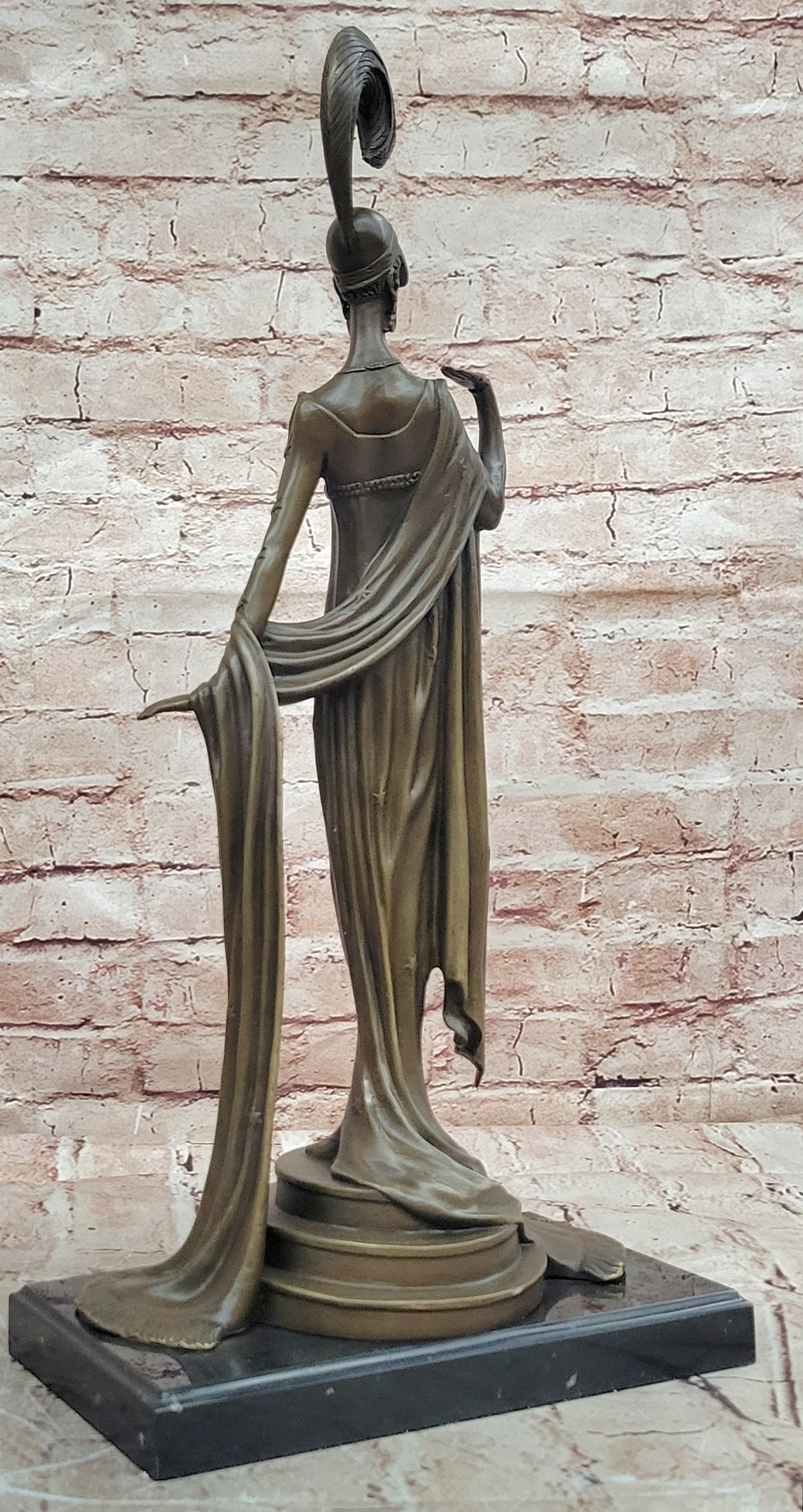 Erte Directoire Bronze Sculpture Hot Cast Marble Base Executive Office Decor