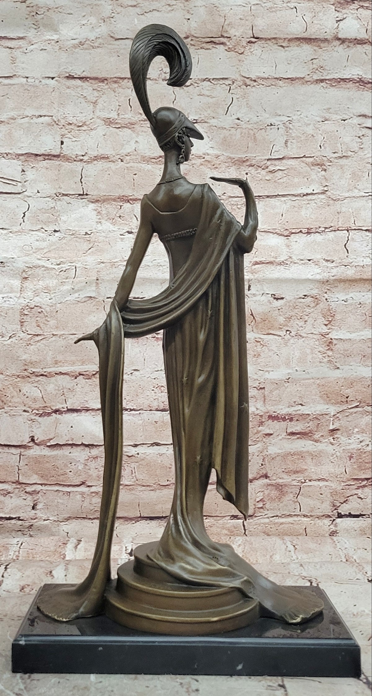 Erte Directoire Bronze Sculpture Hot Cast Marble Base Executive Office Decor