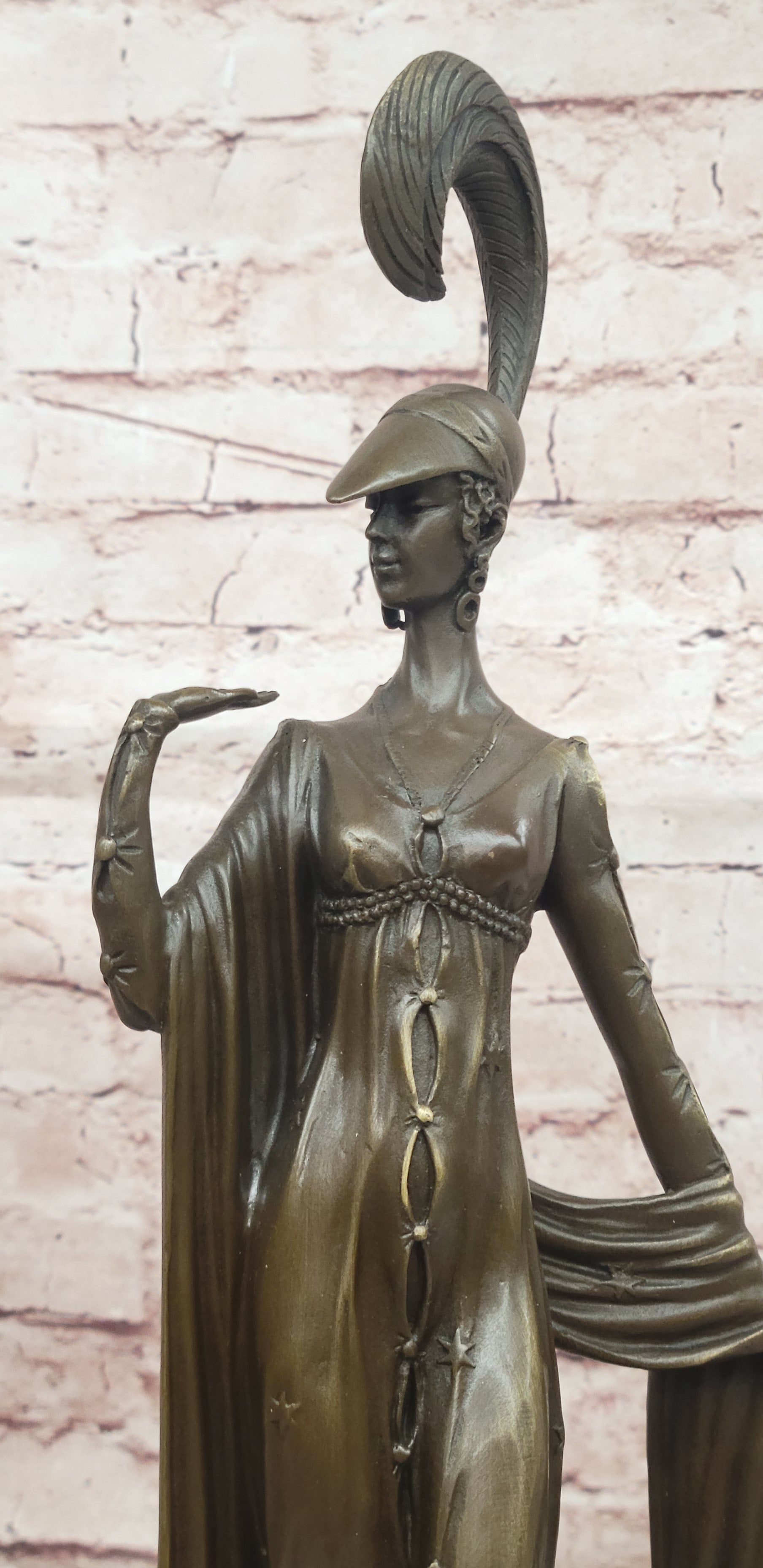 Erte Directoire Bronze Sculpture Hot Cast Marble Base Executive Office Decor