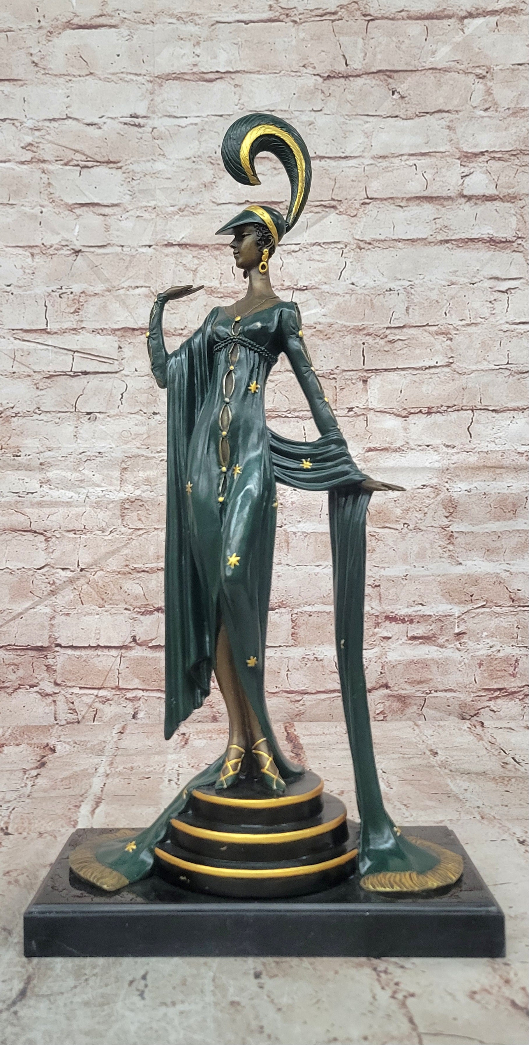 French Moulin rouge Broadway Show Girl Collector Memorabilia Bronze Sculpture