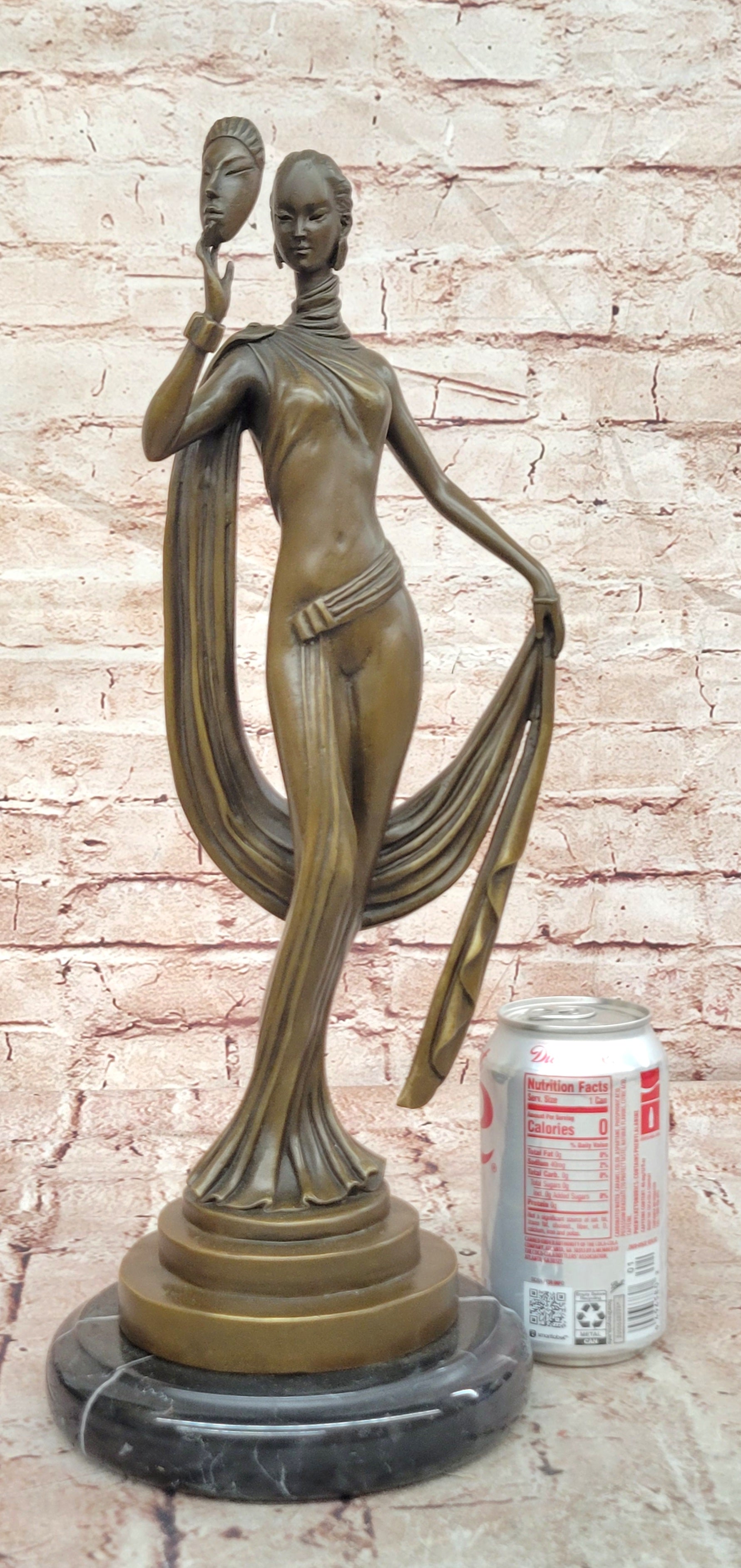 Bronze Elegant Mask Dancer Figurine Signed J Erte Museum Quality Statue