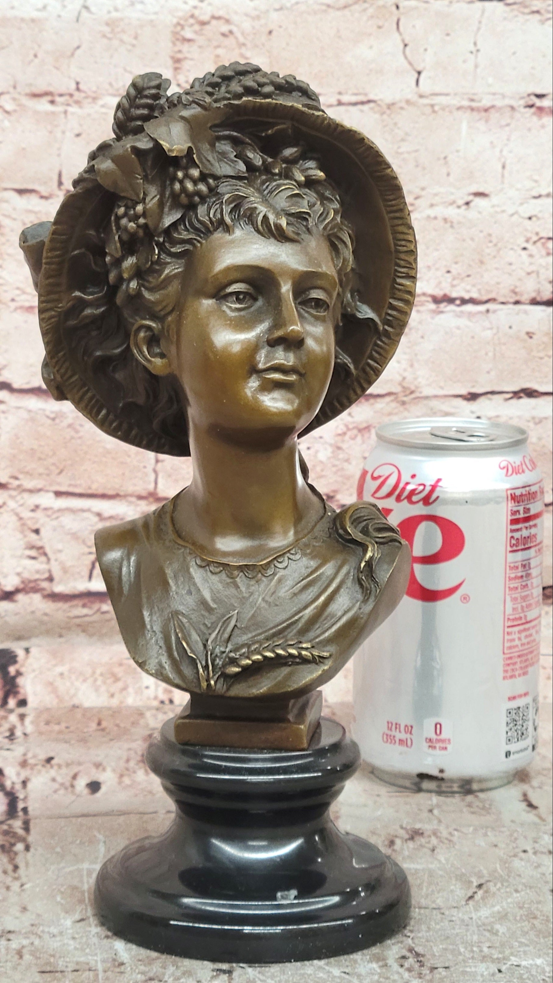 Victorian Style Bronze Woman Bust Sculpture by Juno Art Nouveau Collectible