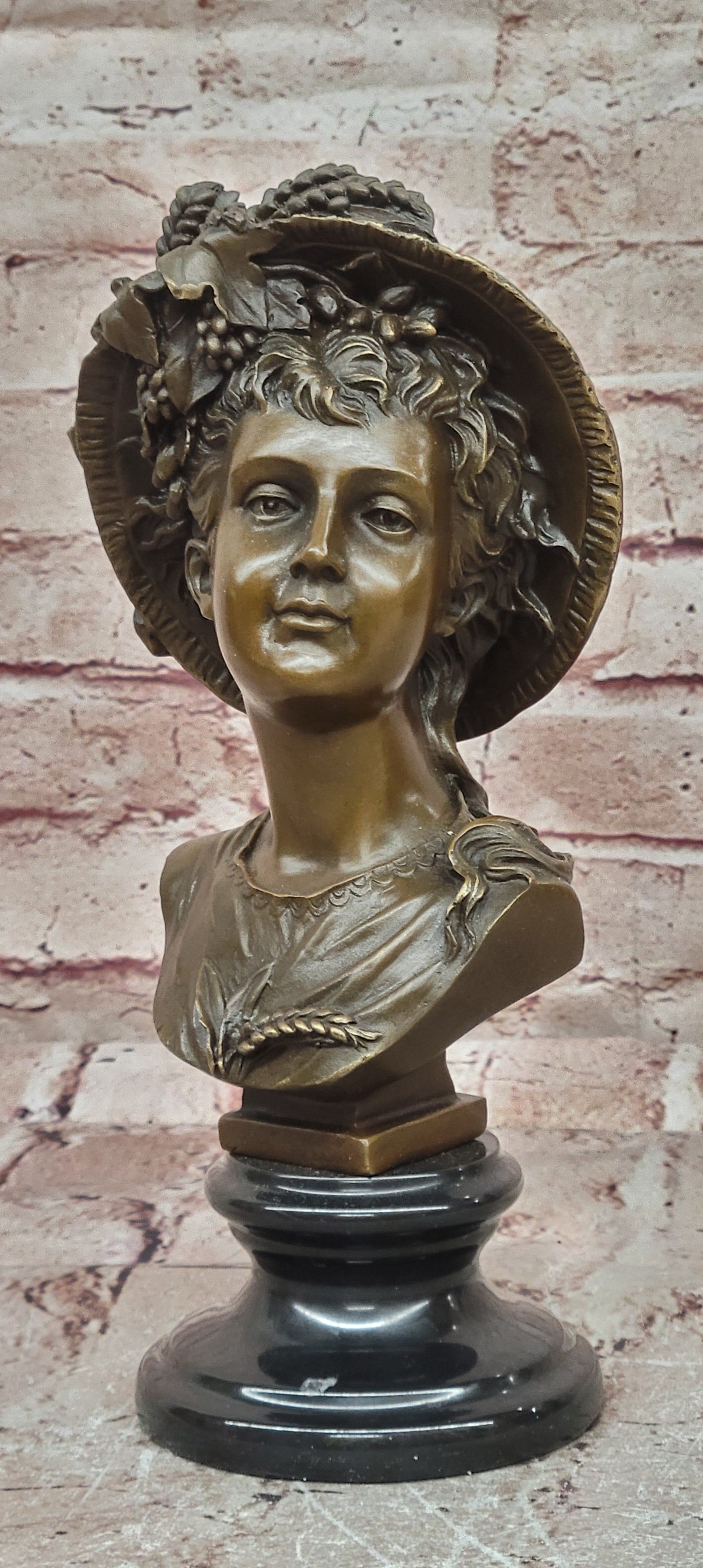 Victorian Style Bronze Woman Bust Sculpture by Juno Art Nouveau Collectible