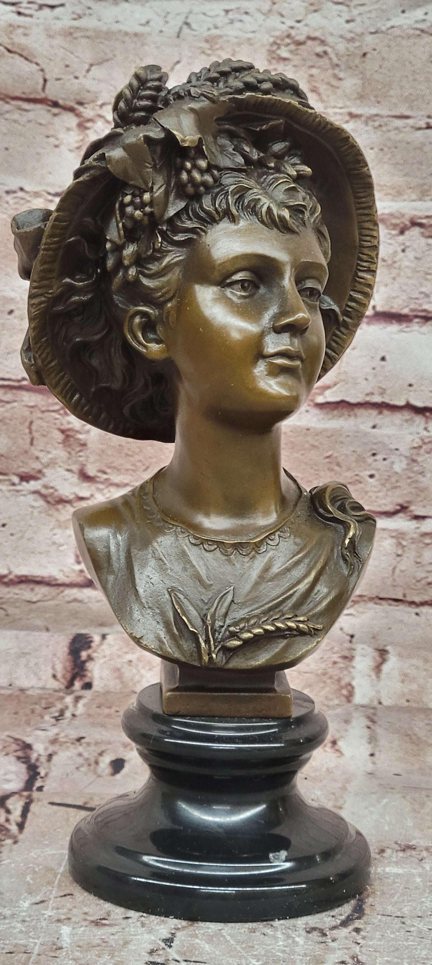 Victorian Style Bronze Woman Bust Sculpture by Juno Art Nouveau Collectible