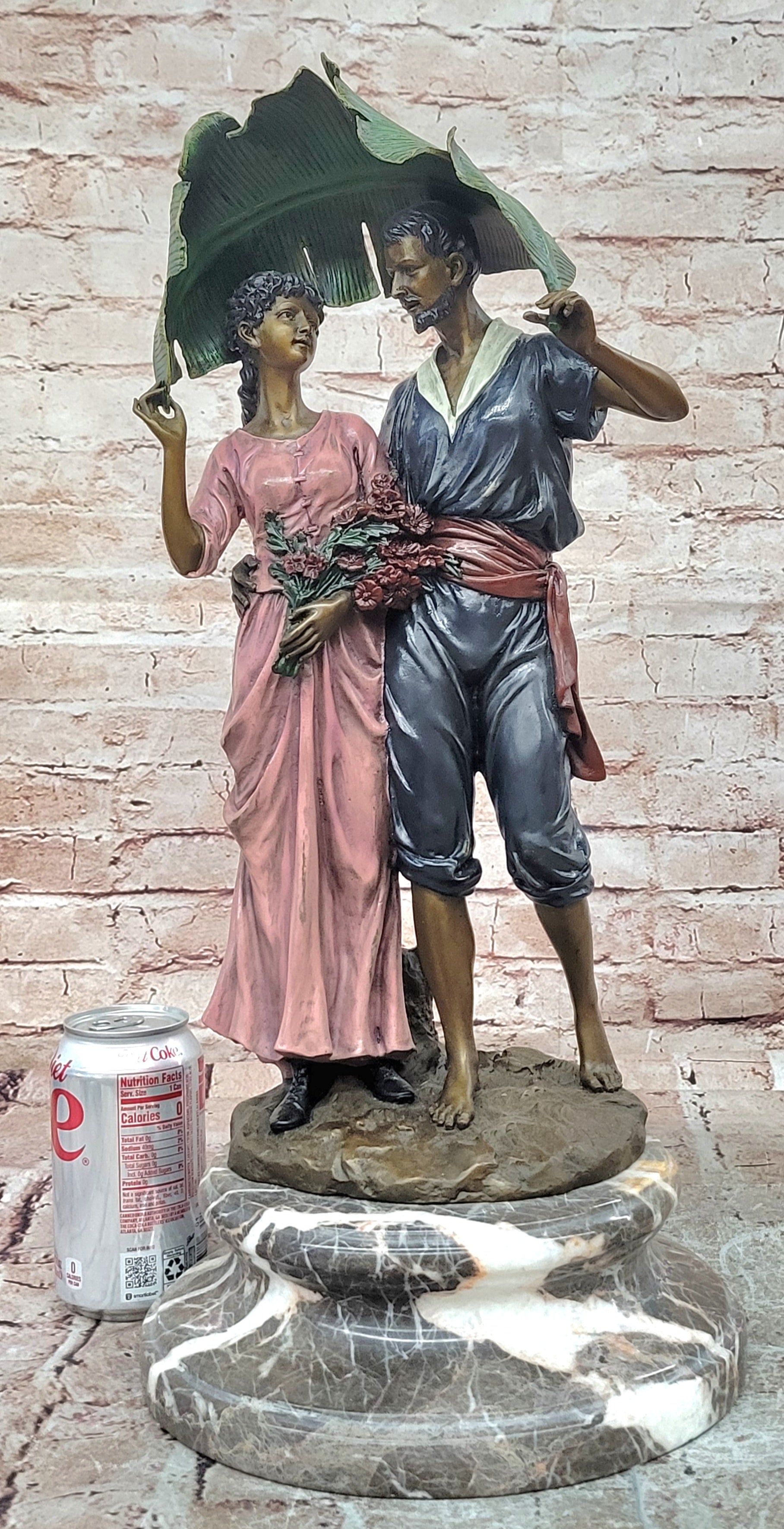 Belleuse Bronze Couple Statue Special Patina Romantic Fine Art Figurine