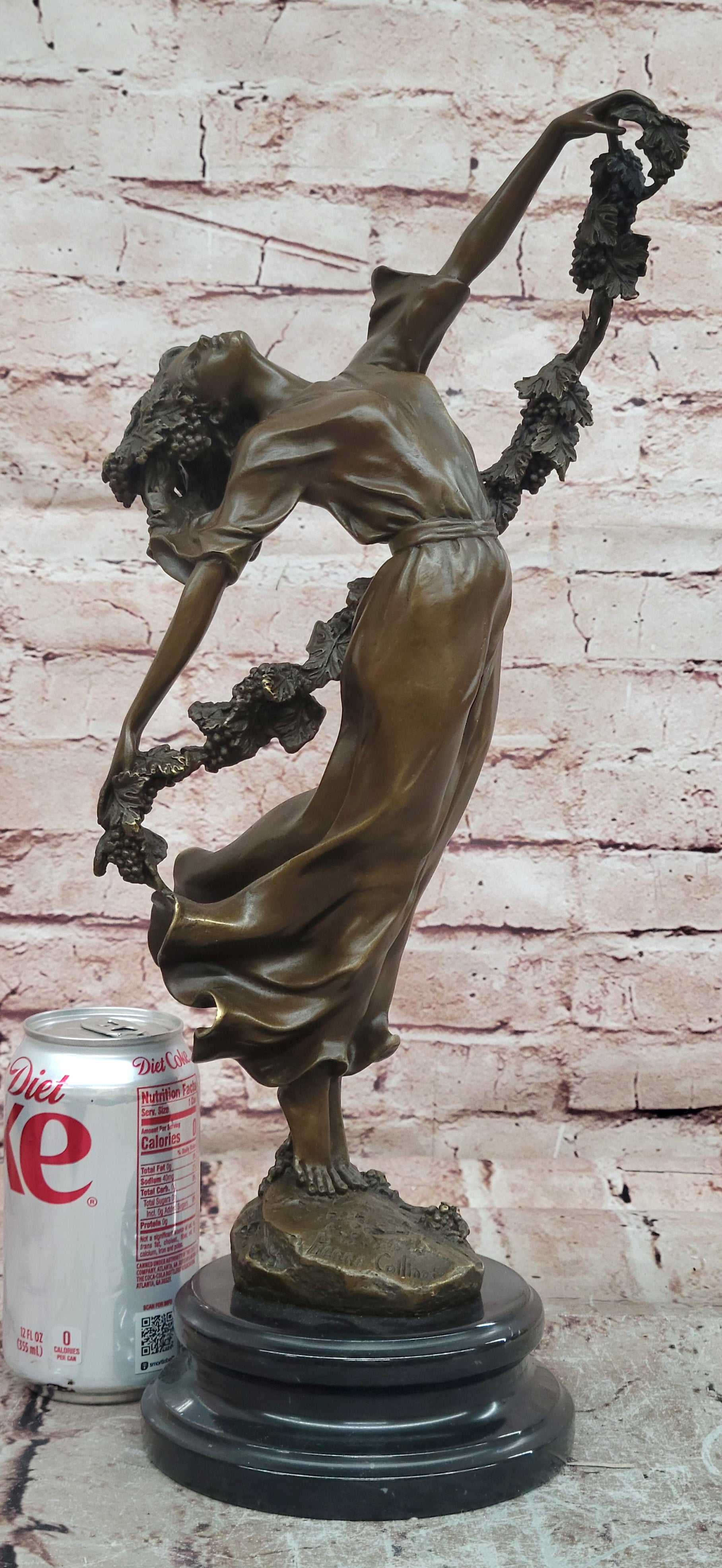 Pierre Collinet Vine Garland Woman Bronze Statue Art Deco Collectible