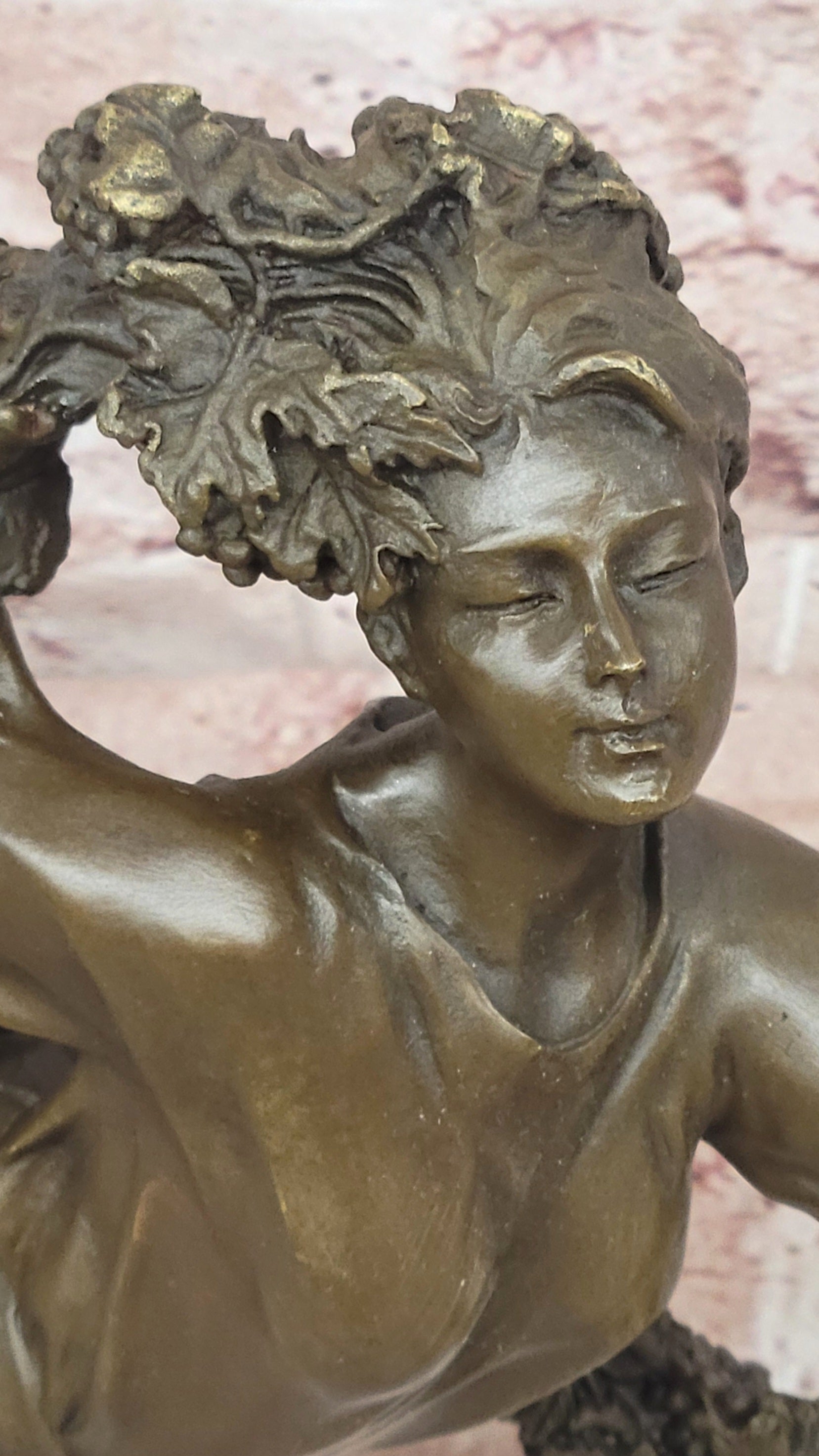 Pierre Collinet Vine Garland Woman Bronze Statue Art Deco Collectible