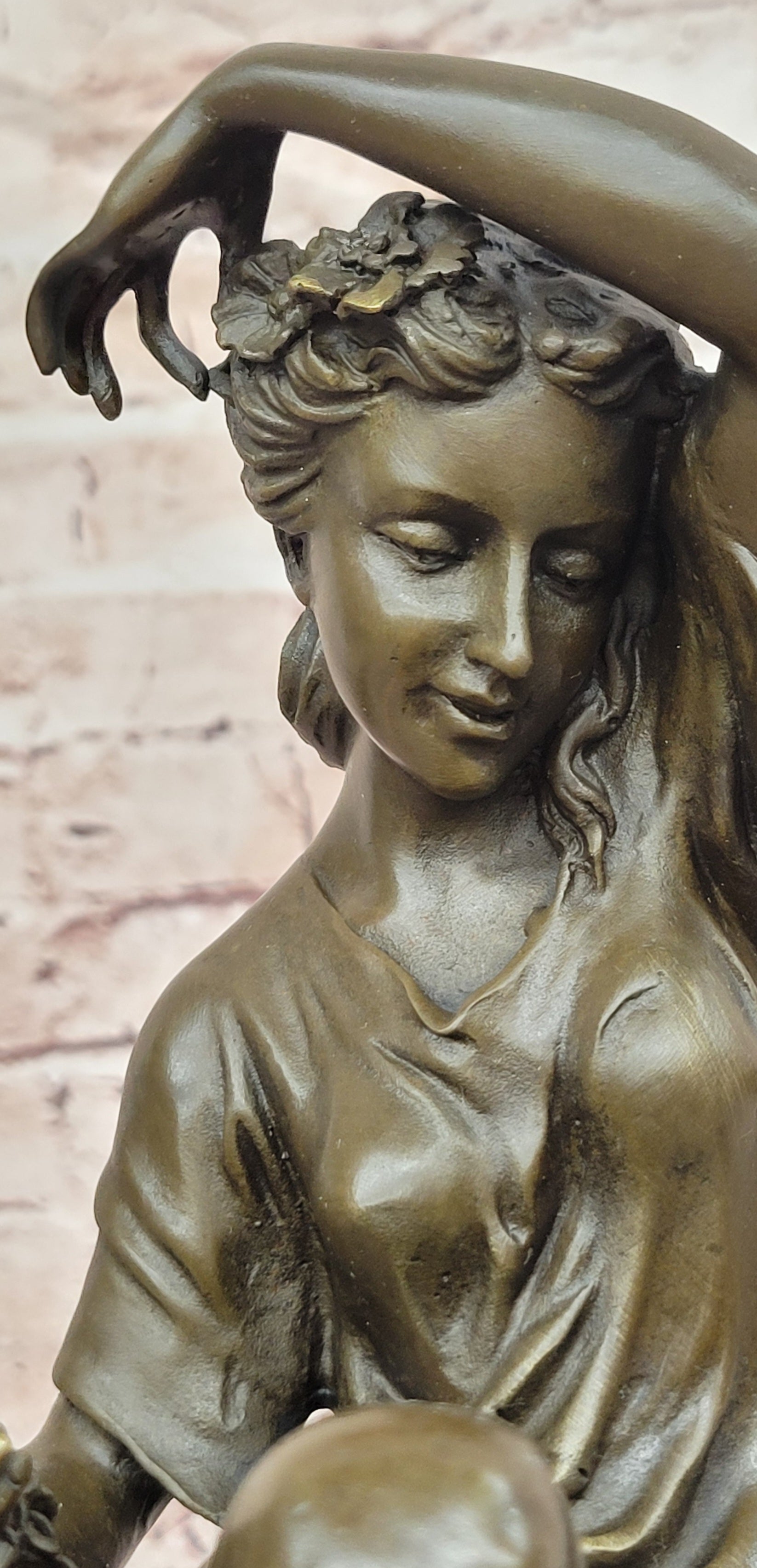 Bronze Spring Goddess Sculpture Signed Cesaro Seated Lady Fine Art Statue