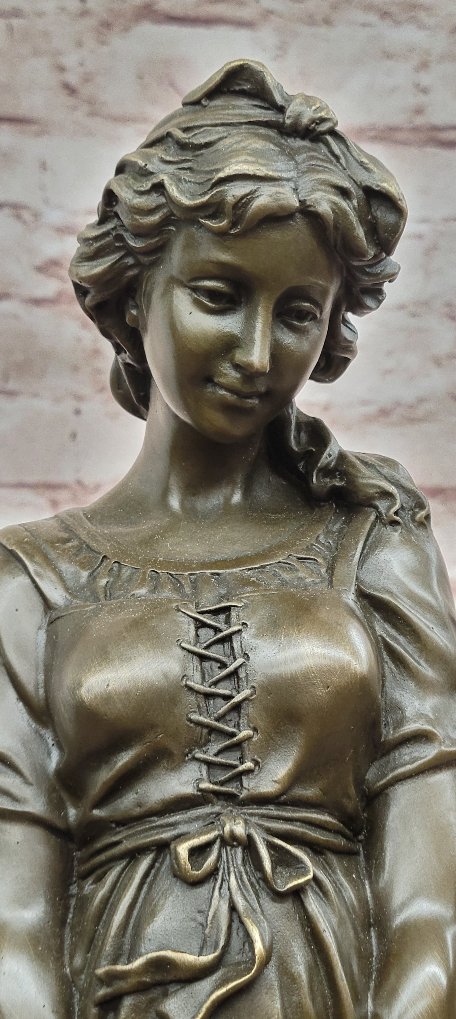 Bronze Harvest Maiden Sculpture Juno Grapes Figurine Classical Art Statue Decor