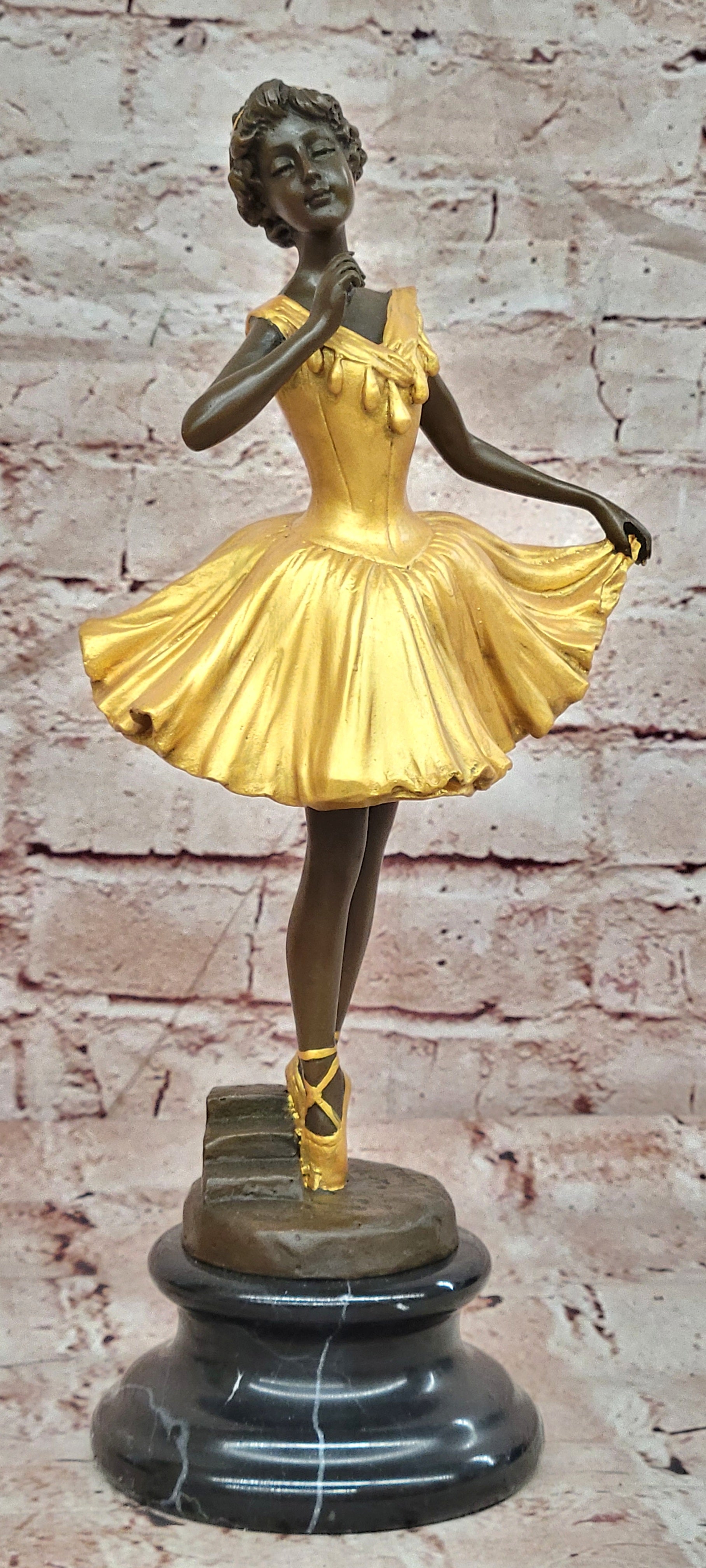 Degas Style Bronze Ballerina Figurine Dance Studio Fine Art Collectible Statue